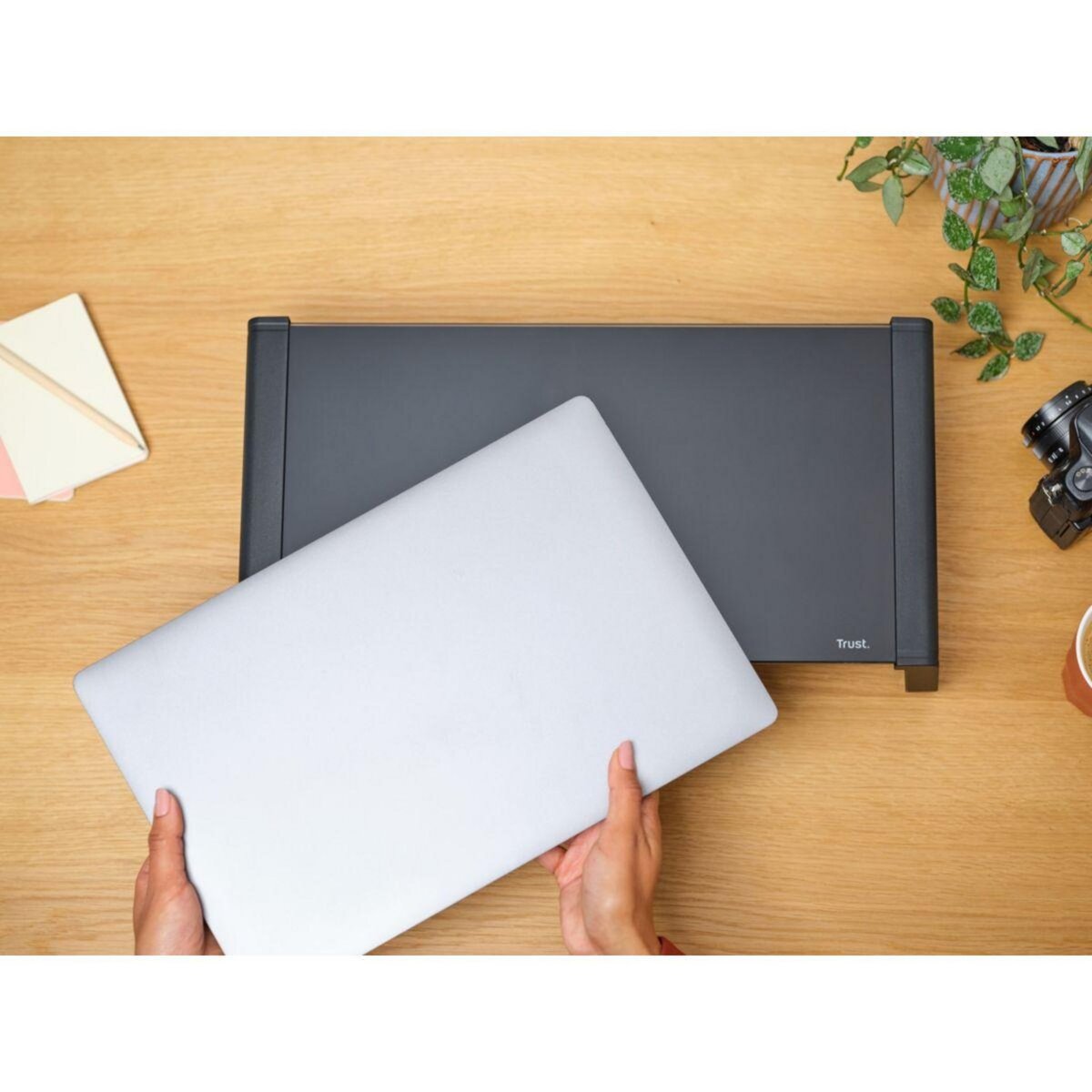 Trust Support écran en verre MONTA noir