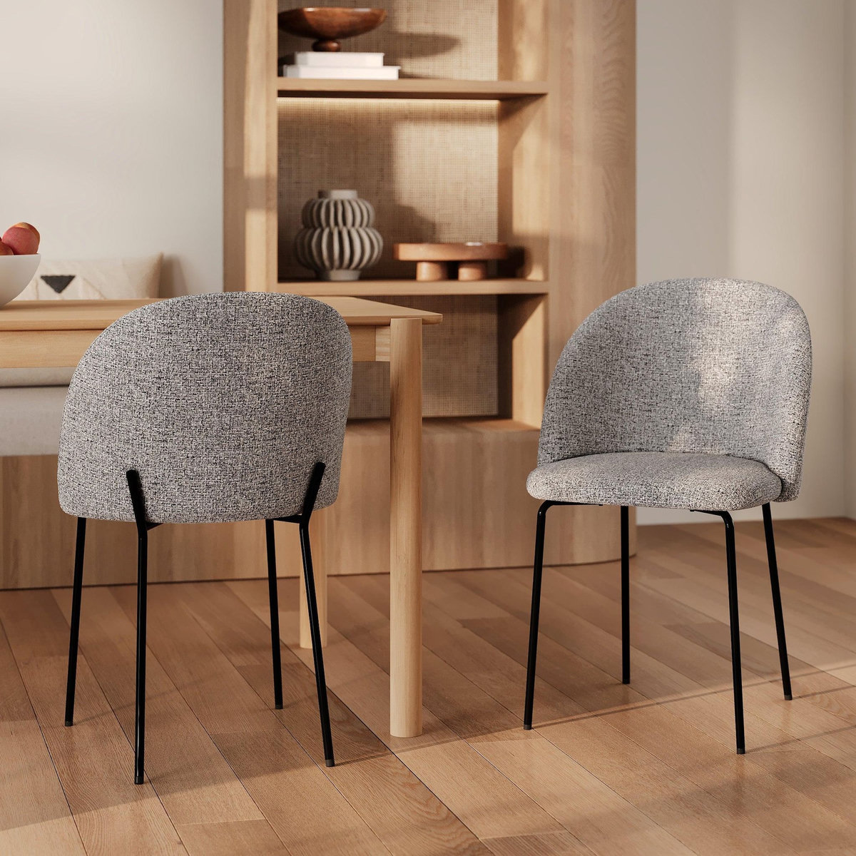 Rendez vous déco Lot de 2 chaises en tissu chiné gris foncé - Karl