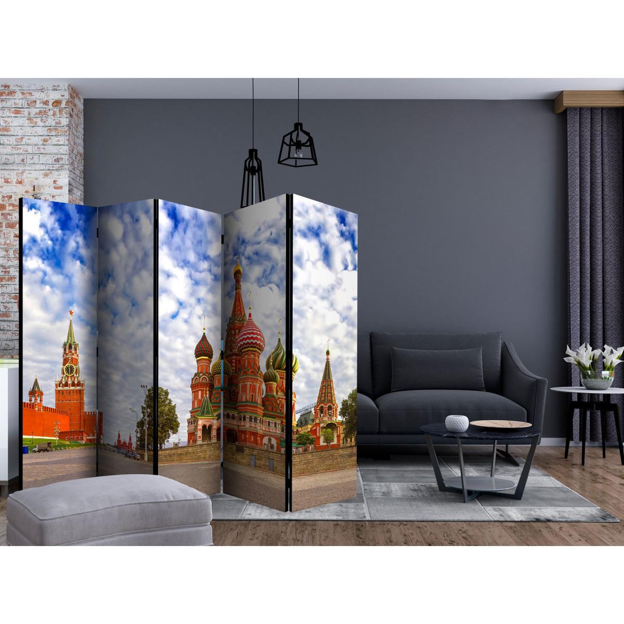 Voir la diapositive 2 : Paris Prix Paravent 5 volets  red square, moscow, russia  172x225cm