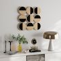 Voir la diapositive 2 : HOMCOM Décoration murale métal doré géométrique 9 disques 60 x 60 cm bicolore effet bois naturel noir