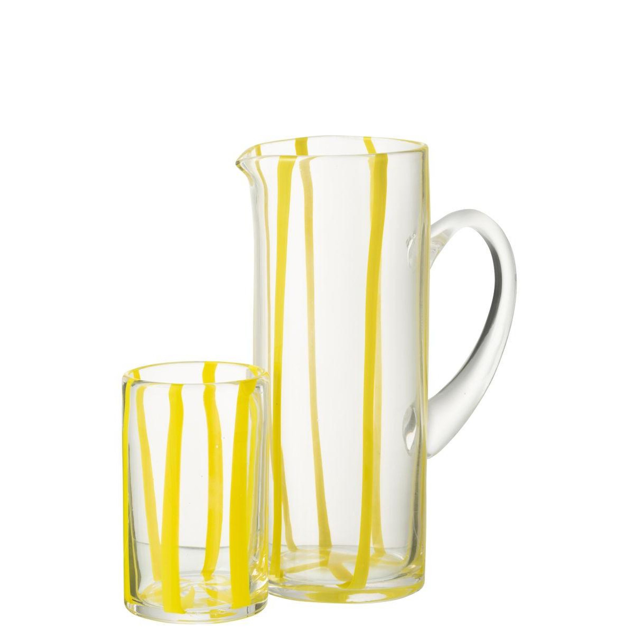 Voir la diapositive 2 : J-LINE Carafe rayures en verre  ophelie  25cm jaune