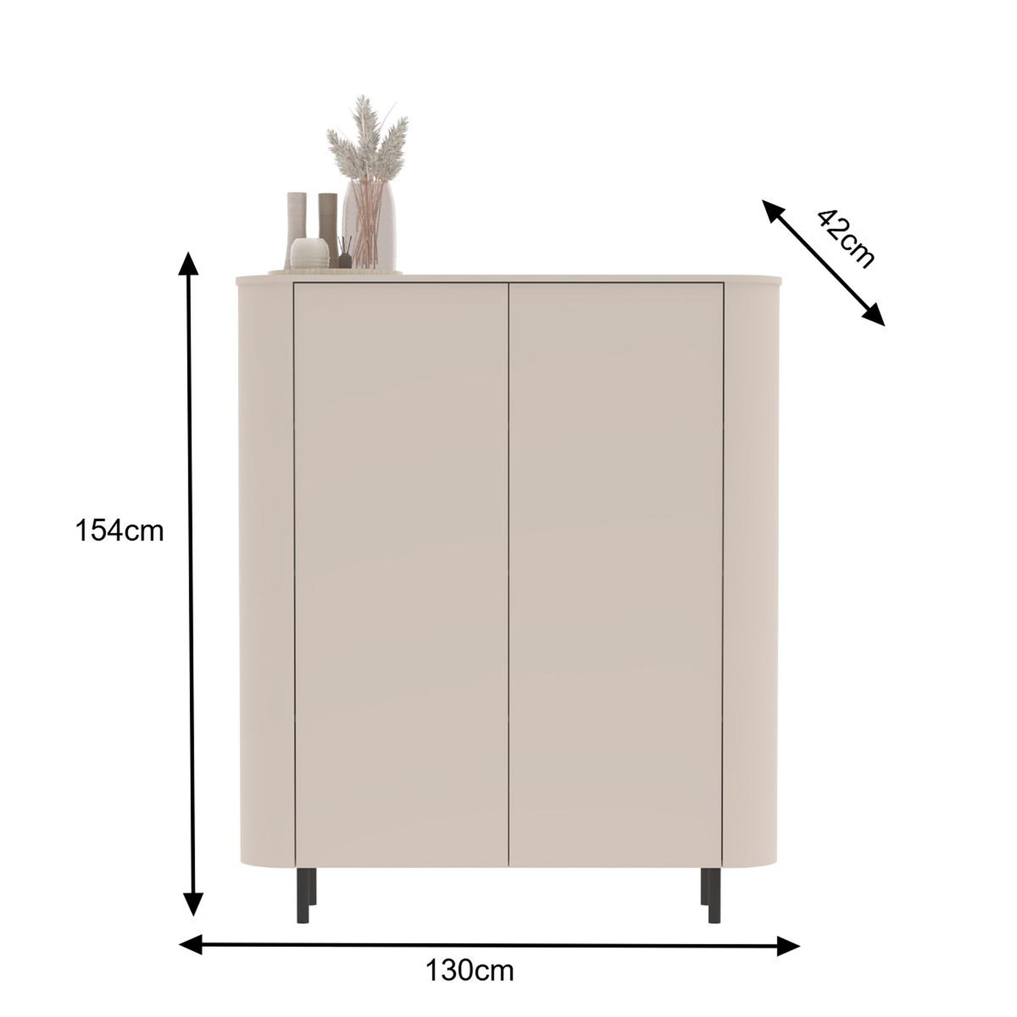 Voir la diapositive 6 : JLC KREATION Argentier-bar arrondi 2 portes beige cachemire olga