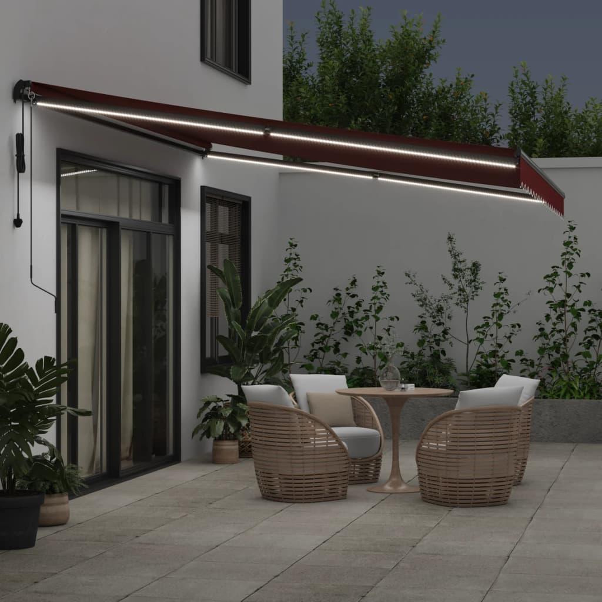 Voir la diapositive 3 : VIDAXL Auvent retractable automatique avec LED bordeaux 450x350 cm