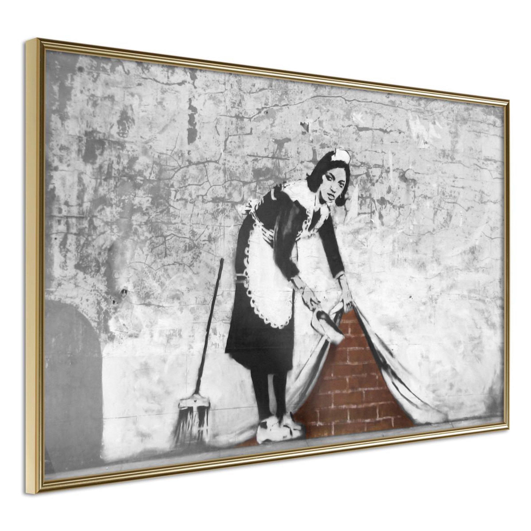 Voir la diapositive 1 : Paris Prix Affiche murale encadrée  banksy sweep it under the carpet