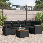 VIDAXL Salon de jardin 6 pcs avec coussins noir resine tressee
