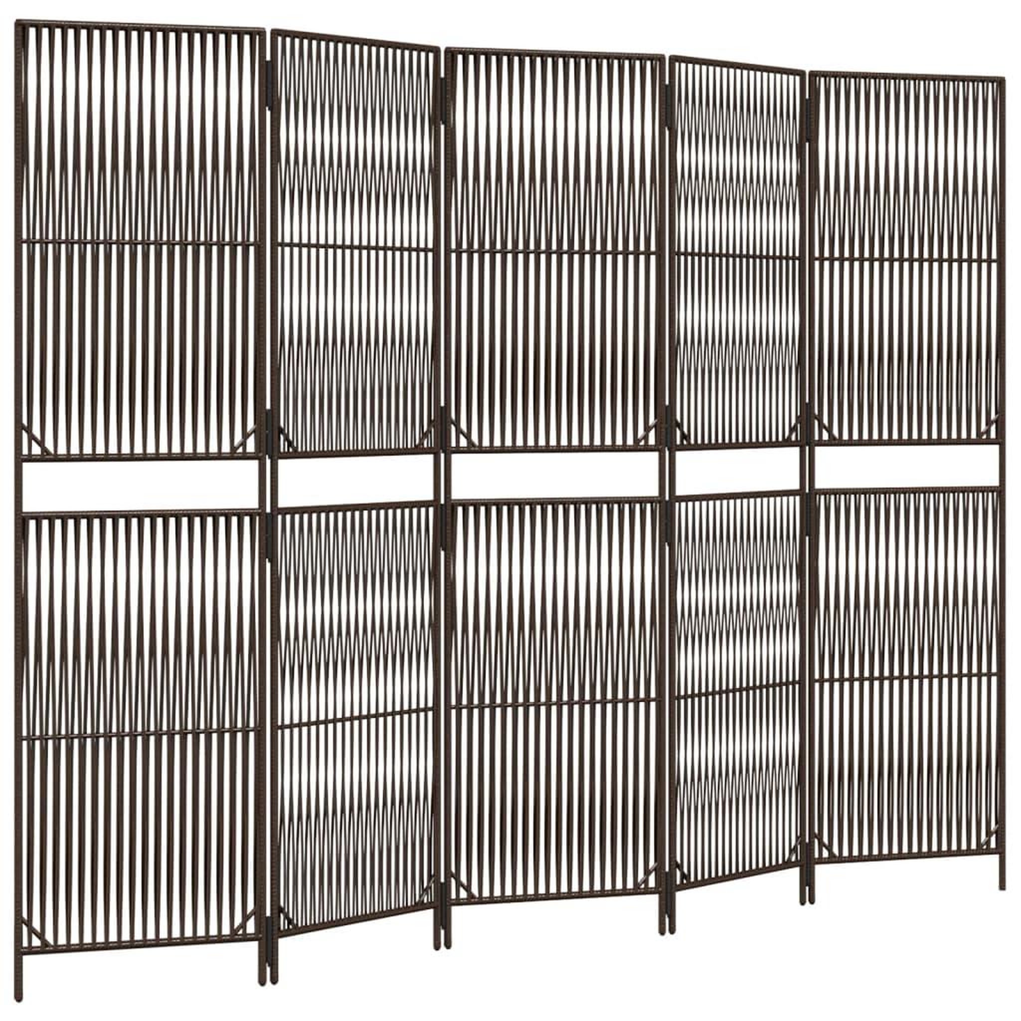 Voir la diapositive 2 : VIDAXL Cloison de separation 5 panneaux marron resine tressee
