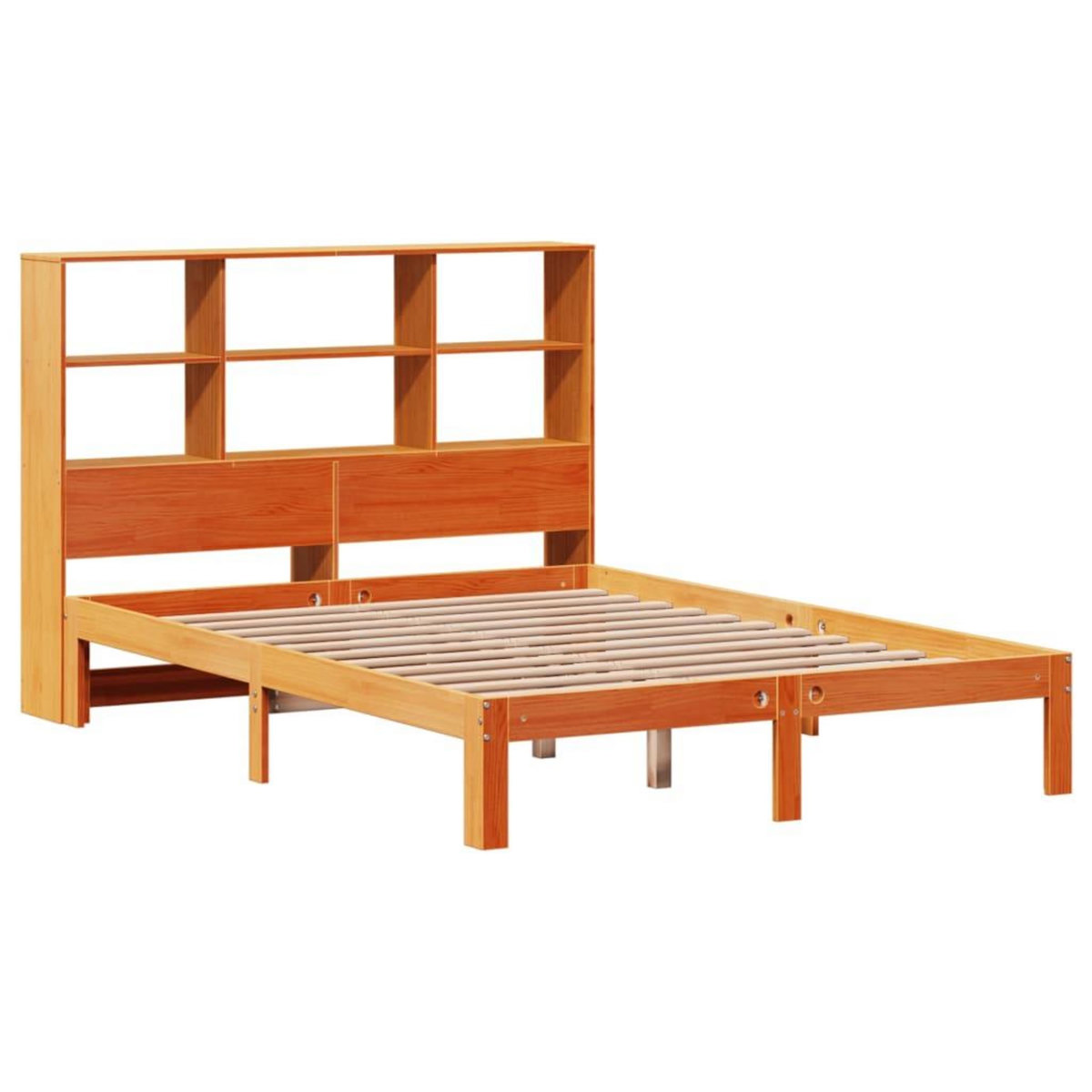 VIDAXL Lit bibliotheque sans matelas cire marron 135x190 cm pin massif
