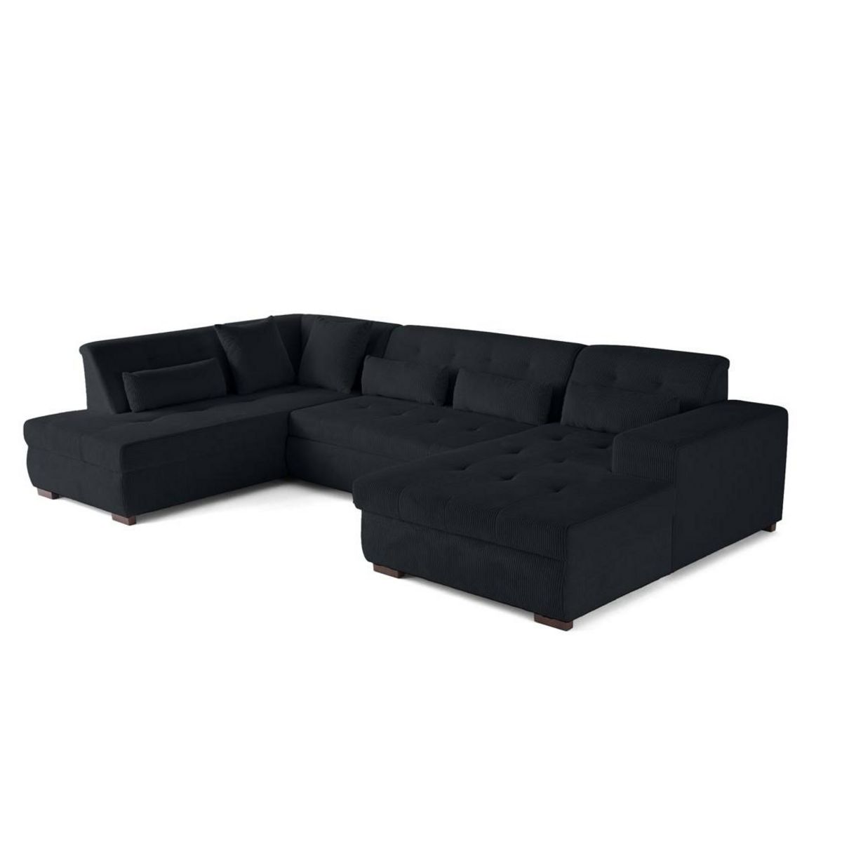 LISA DESIGN Vermont - canapé panoramique d'angle gauche - 7 places - convertible avec coffre - en velours côtelé