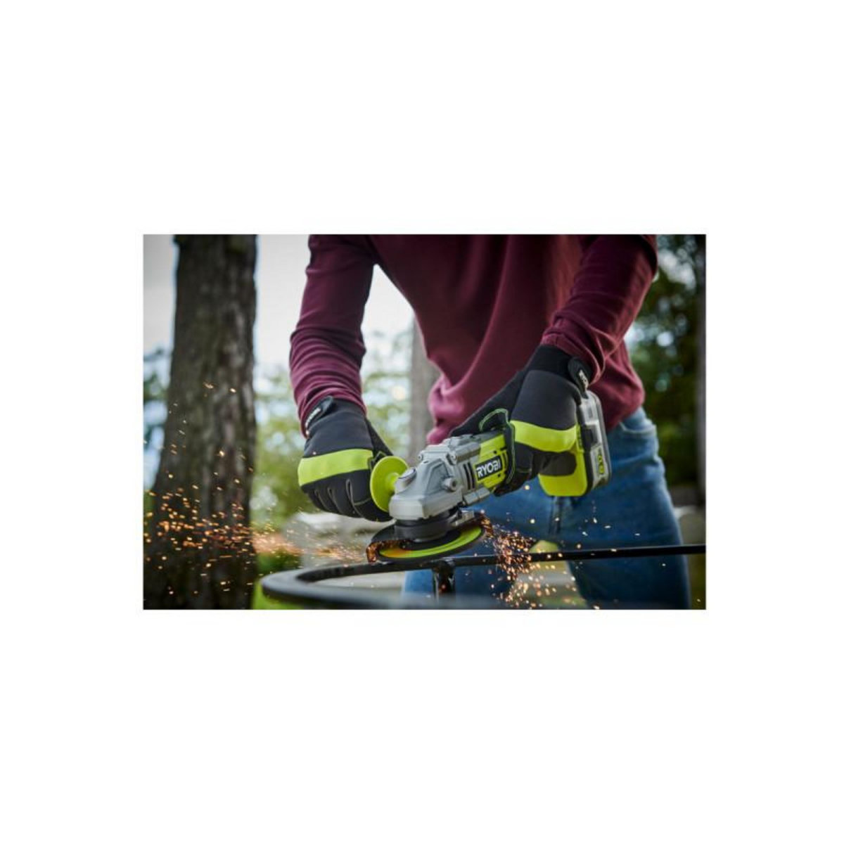 Ryobi Meuleuse d'angle RYOBI 18V LithiumPlus One+ Brushless - 1 batterie 4,0 Ah - 1 chargeur rapide - R18