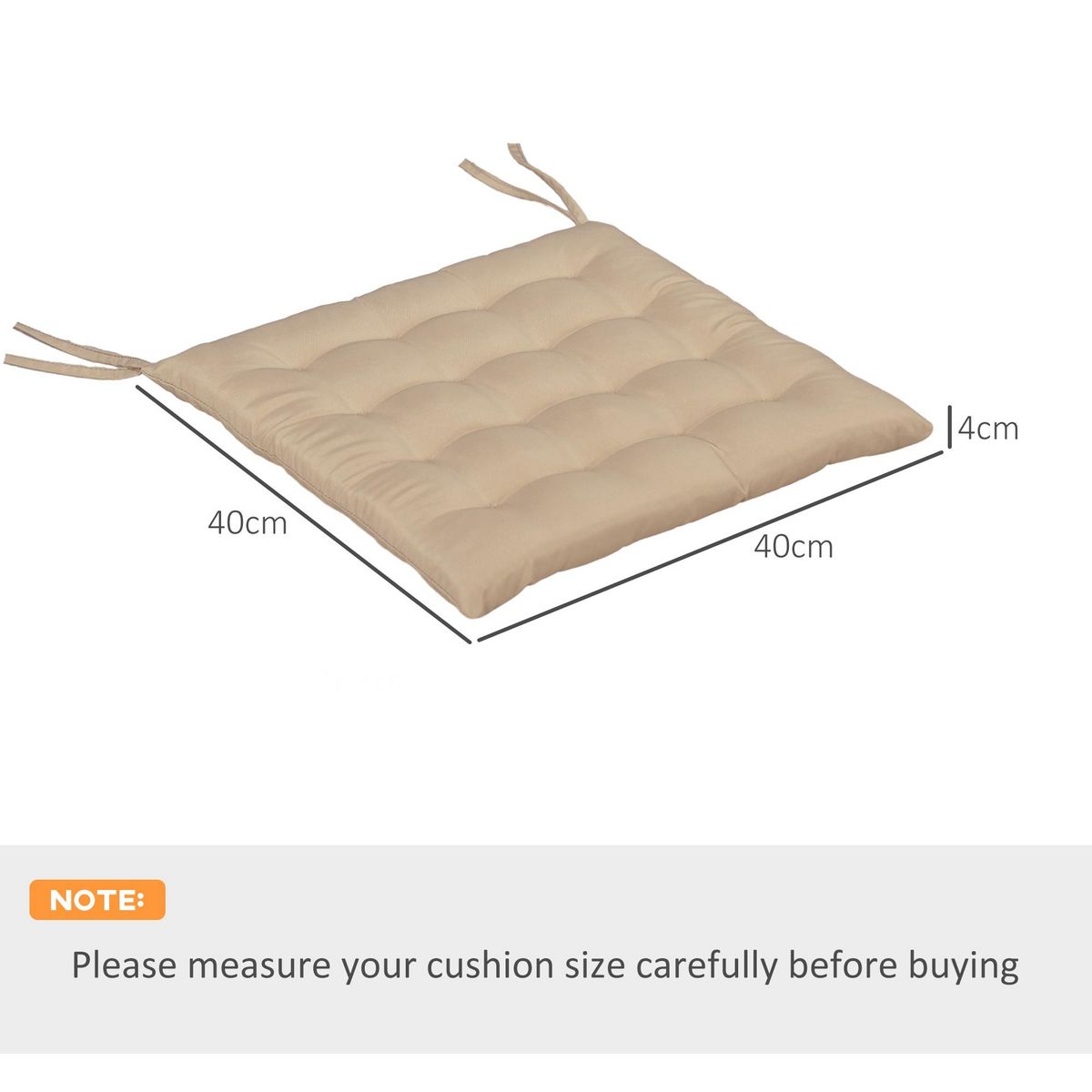 OUTSUNNY Lot de 6 coussins de chaises de jardin avec attaches kaki