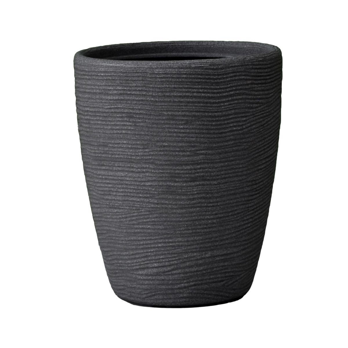 VASAR Pot rond avec stries - Gris Anthracite - 36cm - Polyéthylène