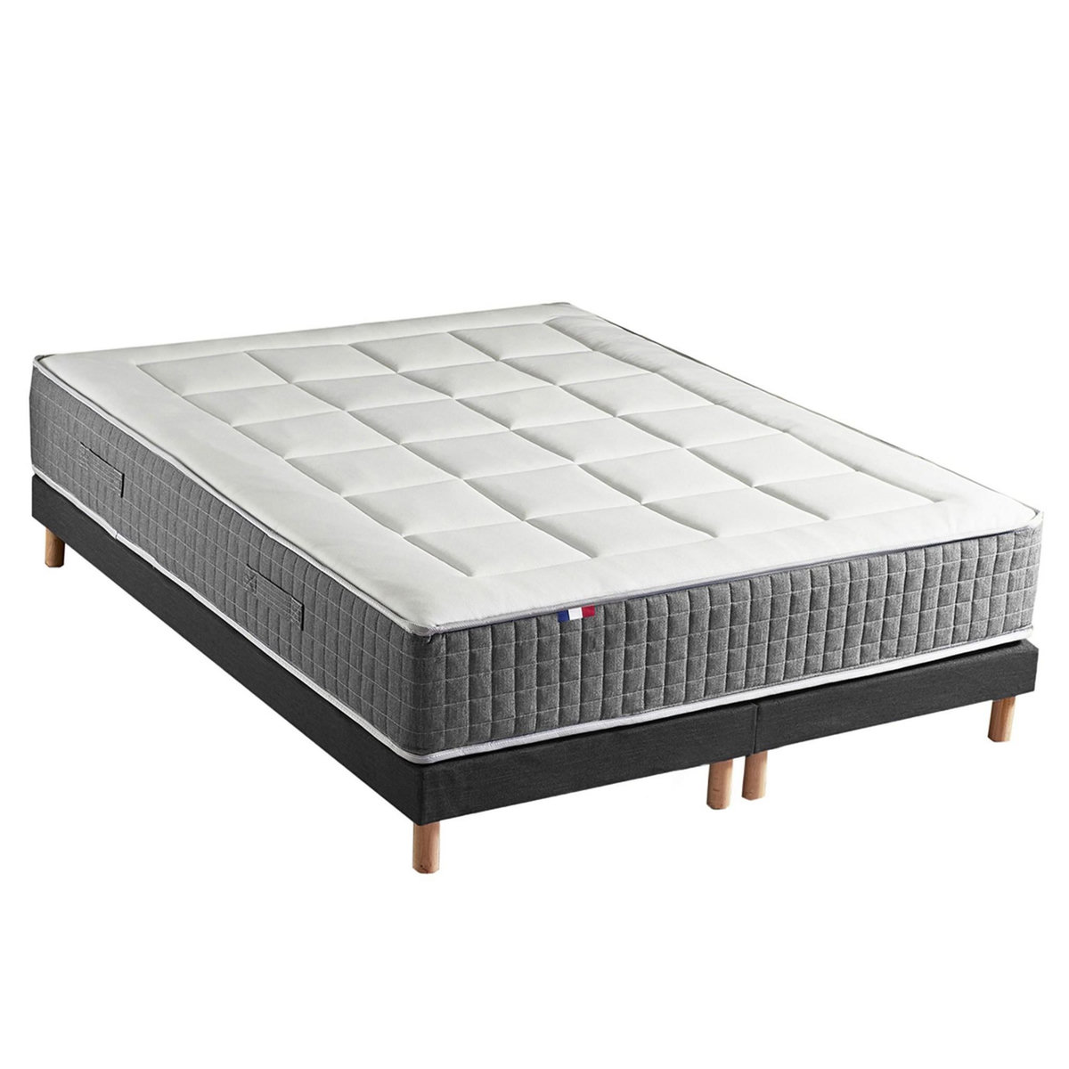 IDLITERIE Ensemble Matelas Ressort 7 zones H.28cm + Sommier Fabriqué en France MAX