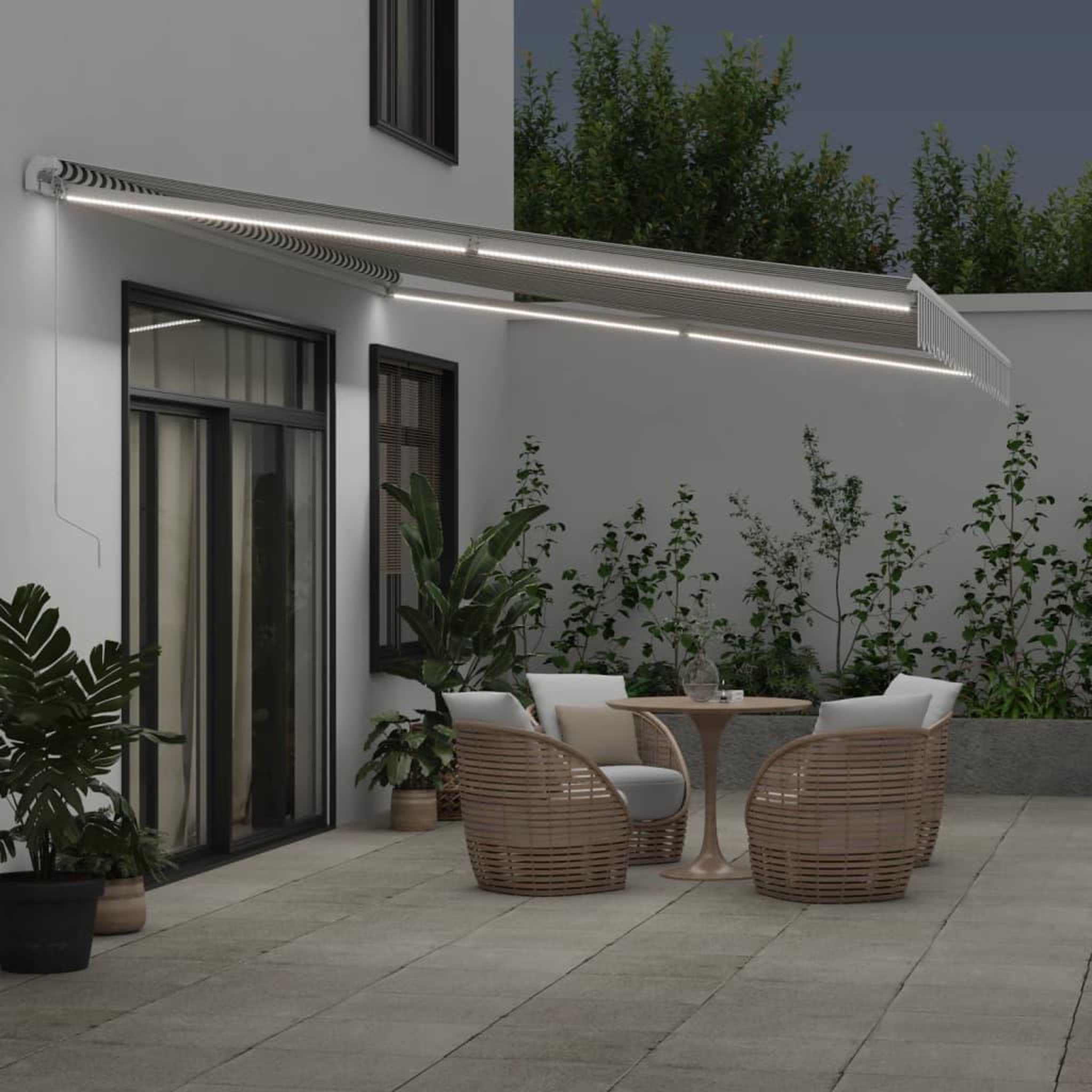 Voir la diapositive 3 : VIDAXL Auvent manuel retractable avec LED anthracite blanc 500x300 cm