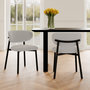 Voir la diapositive 2 : MAISON PAVANE Lot de 2 chaises en tissu gris clair chiné et pieds en métal noir-Nao