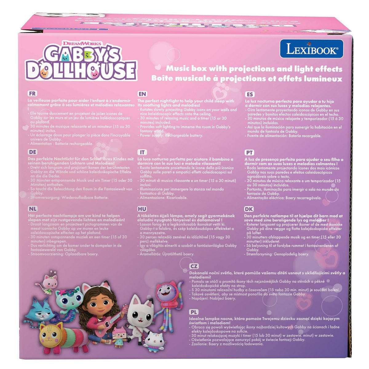 Lexibook Veilleuse avec projections et effets sonores Gabby et la Maison Magique