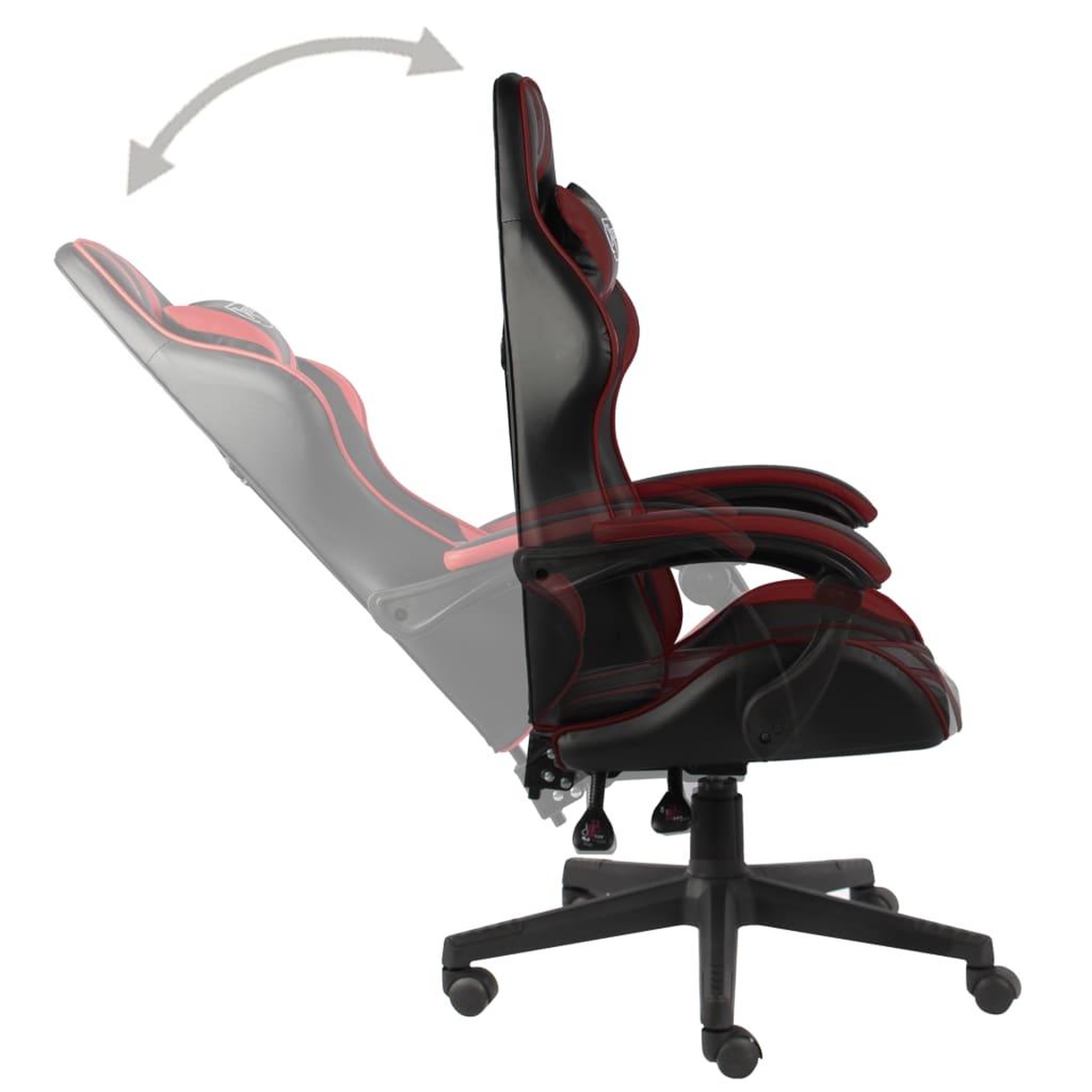 Voir la diapositive 4 : VIDAXL Fauteuil de jeux video Noir et rouge bordeaux Similicuir