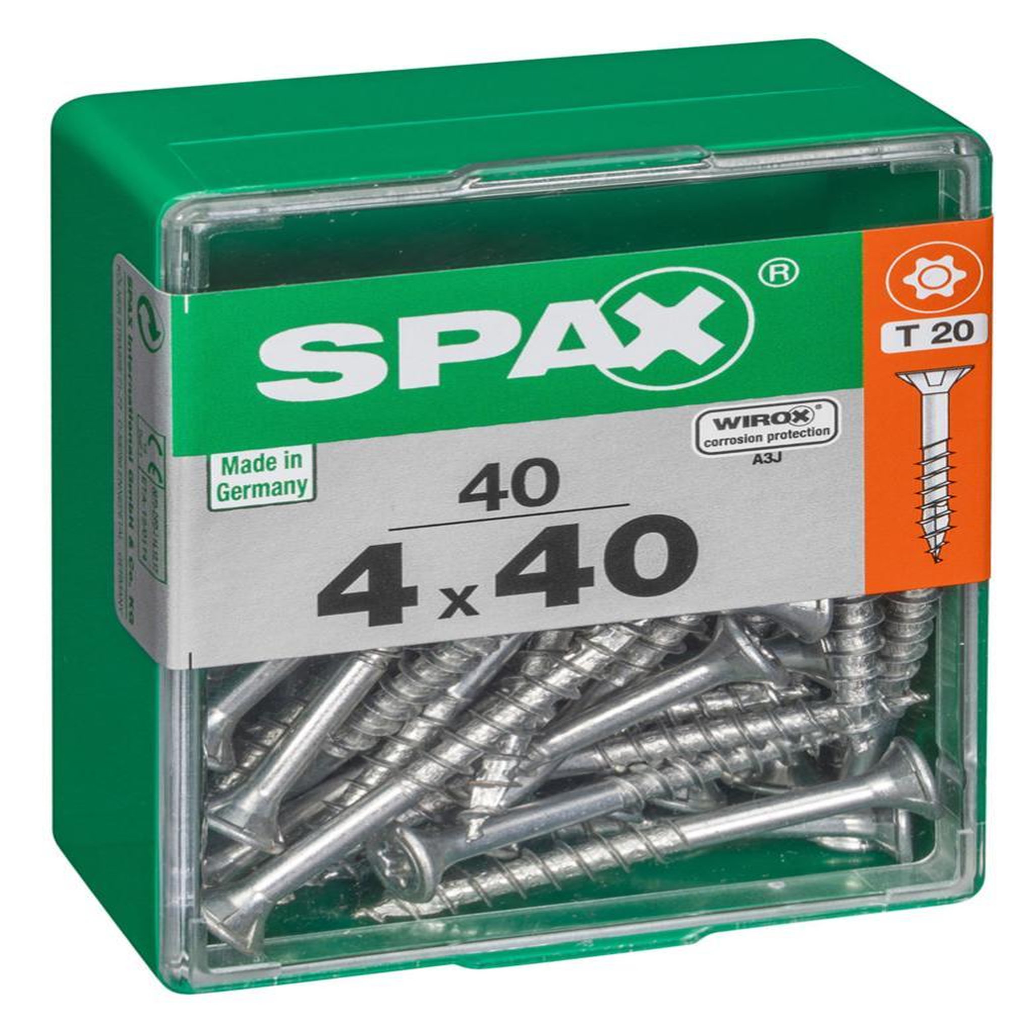 CENTRALE BRICO Lot de 40 vis acier tête autofraisée plate SPAX, Diam.4 mm x L.40 mm
