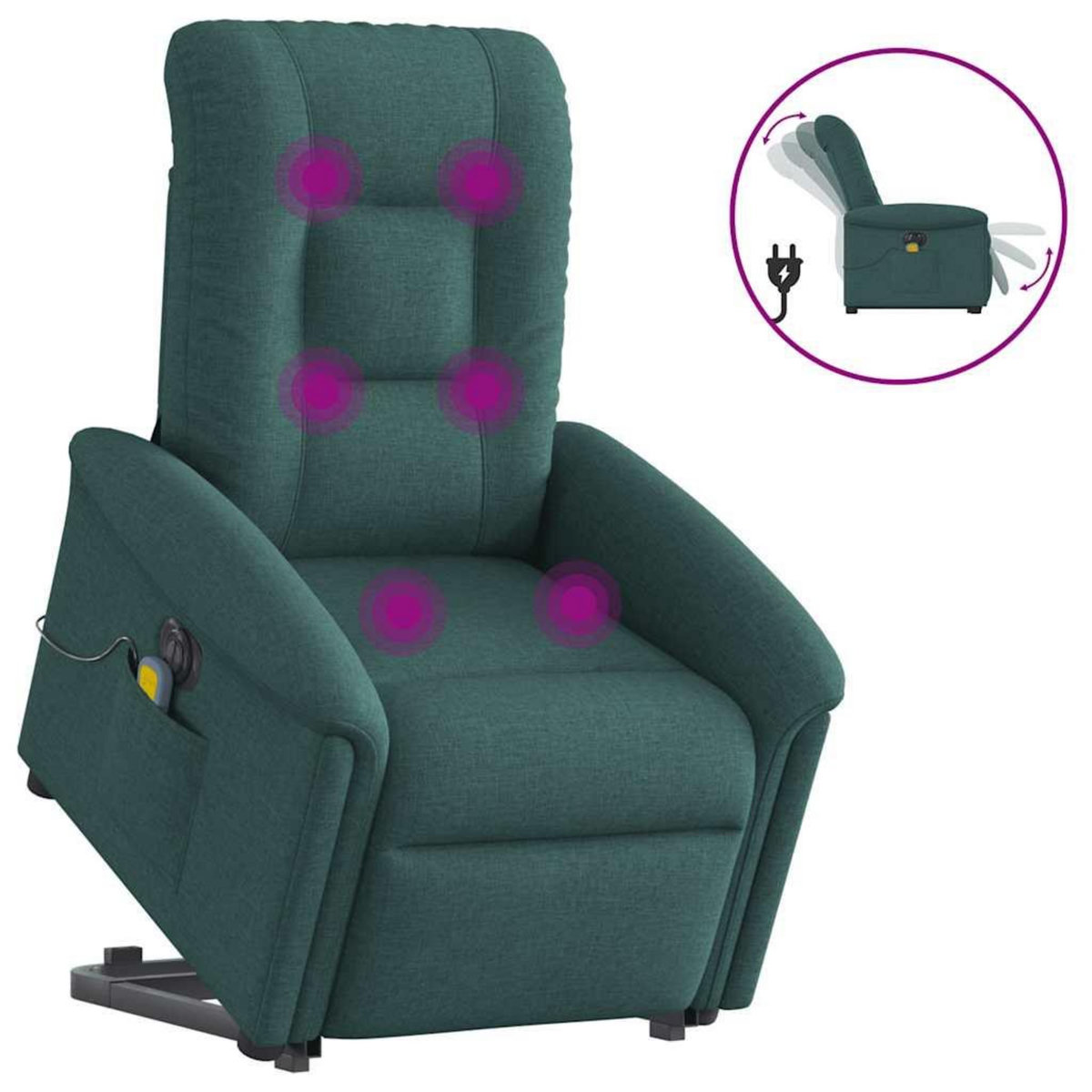 VIDAXL Fauteuil inclinable de massage electrique Vert fonce Tissu