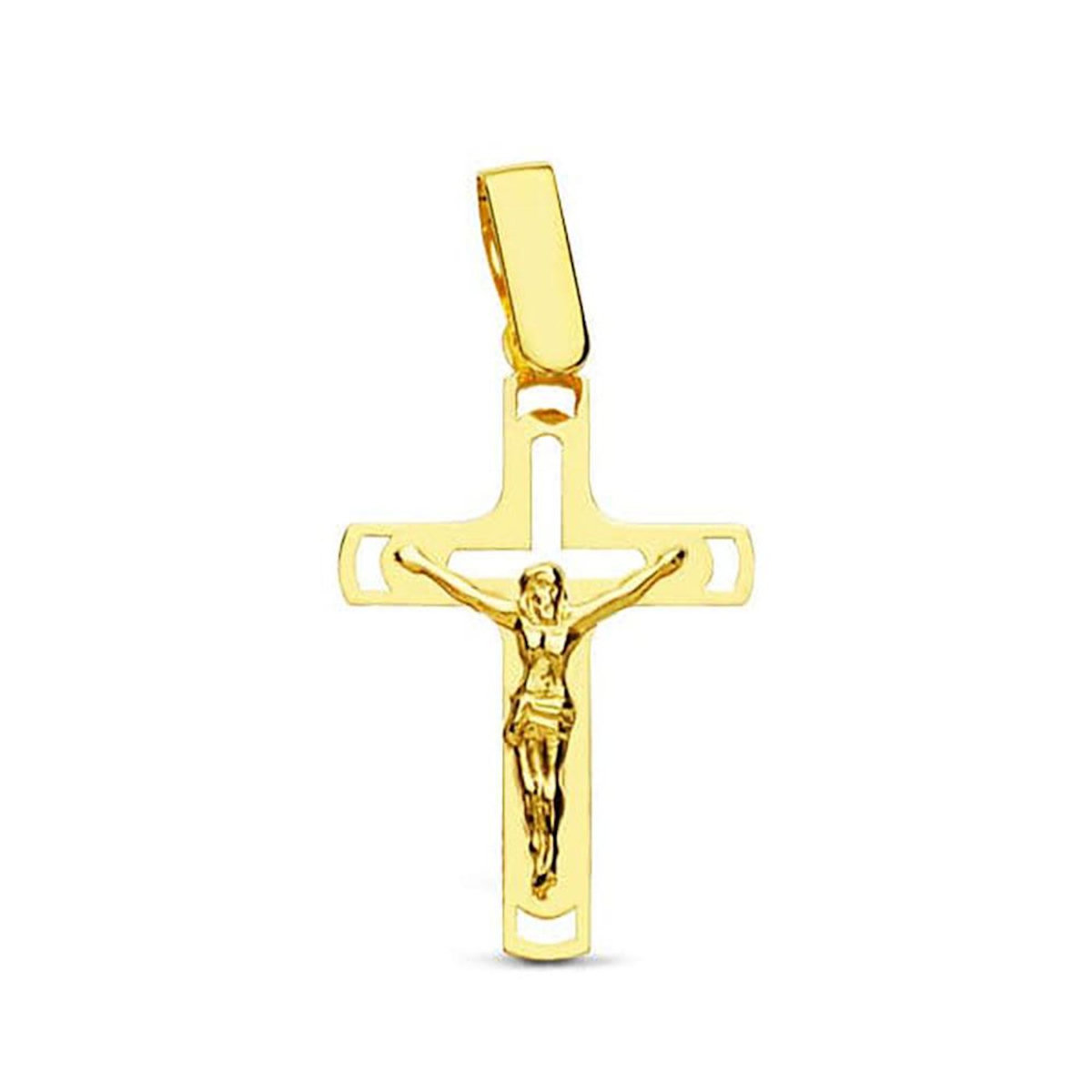 L'ATELIER D'AZUR Pendentif  - Médaille Christ sur la Croix Or 18 Carats 750 Jaune - Chaine Offerte