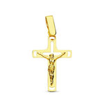 L'ATELIER D'AZUR Pendentif  - Médaille Christ sur la Croix Or 18 Carats 750 Jaune - Chaine Offerte