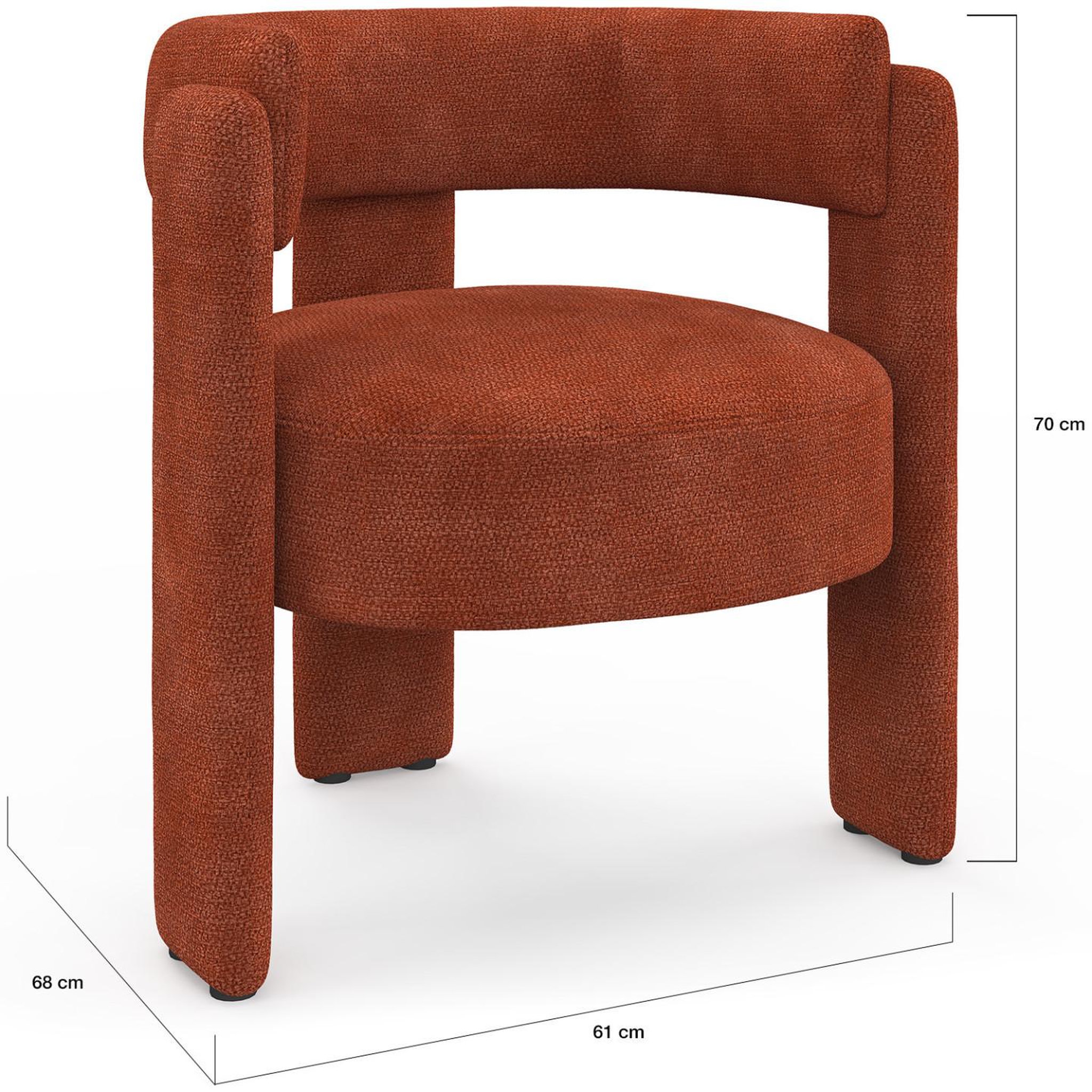 Voir la diapositive 5 : ID MARKET Fauteuil tripode gustave tissu chenille terracotta