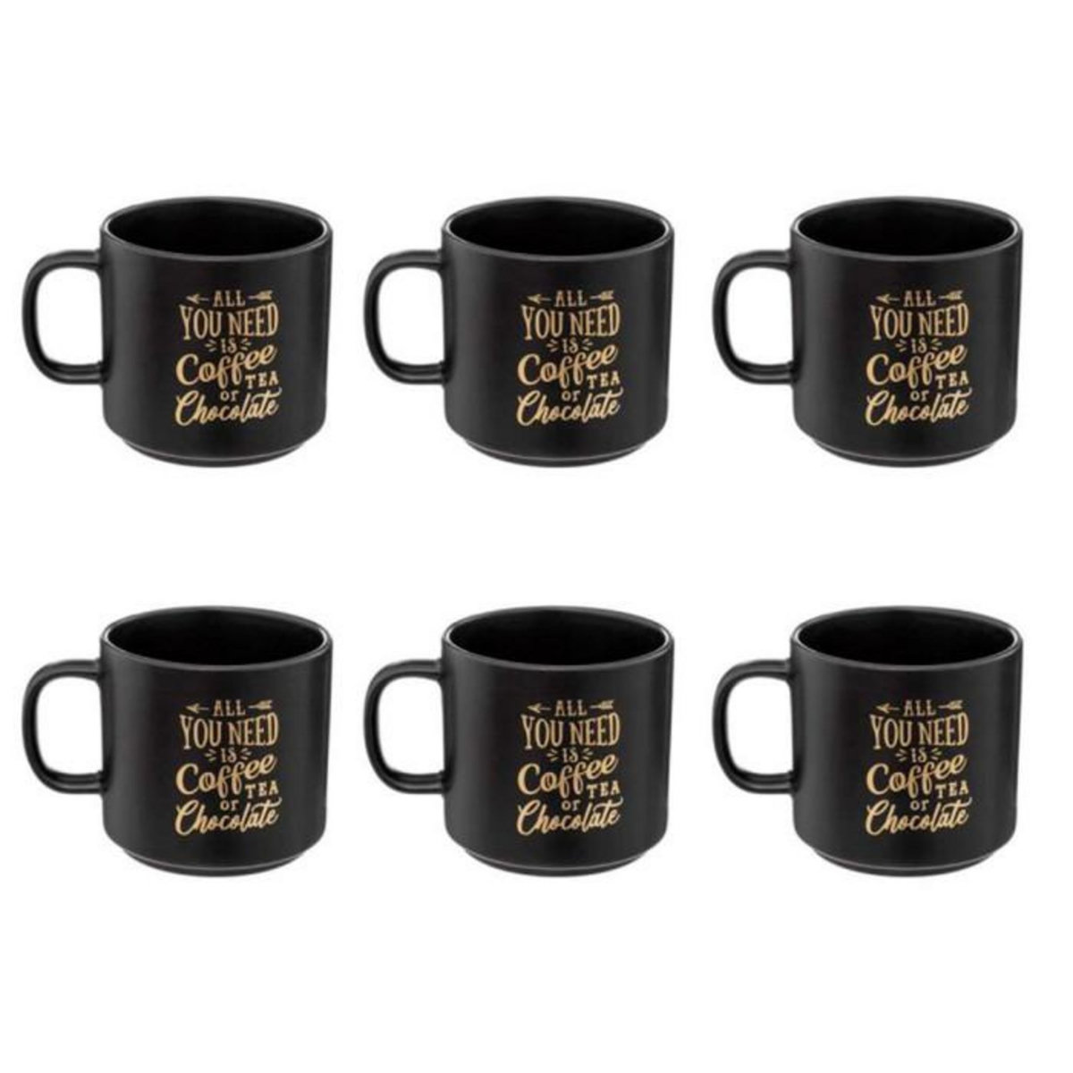 SECRET DE GOURMET Lot de 6 Mugs  Deep Soul  45cl Noir