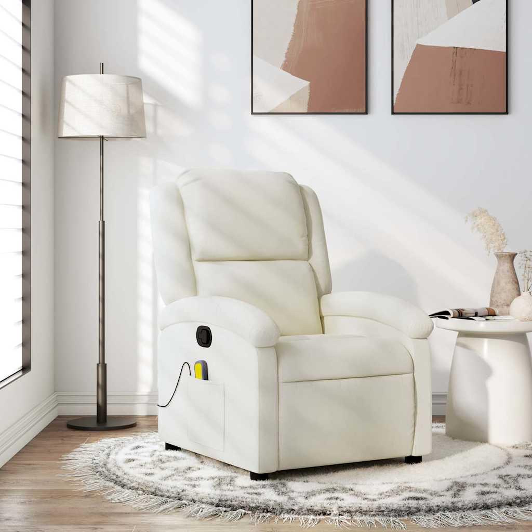 VIDAXL Fauteuil de massage inclinable creme velours