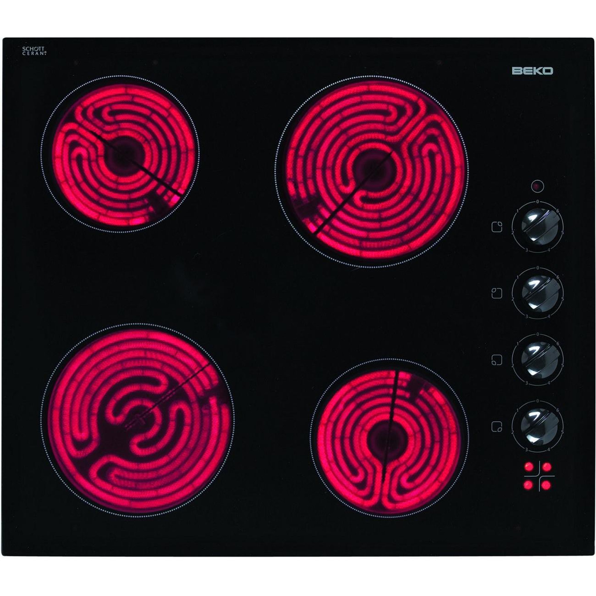 Beko Table de cuisson vitrocéramique 58cm 4 feux 5800w noir - hic64100
