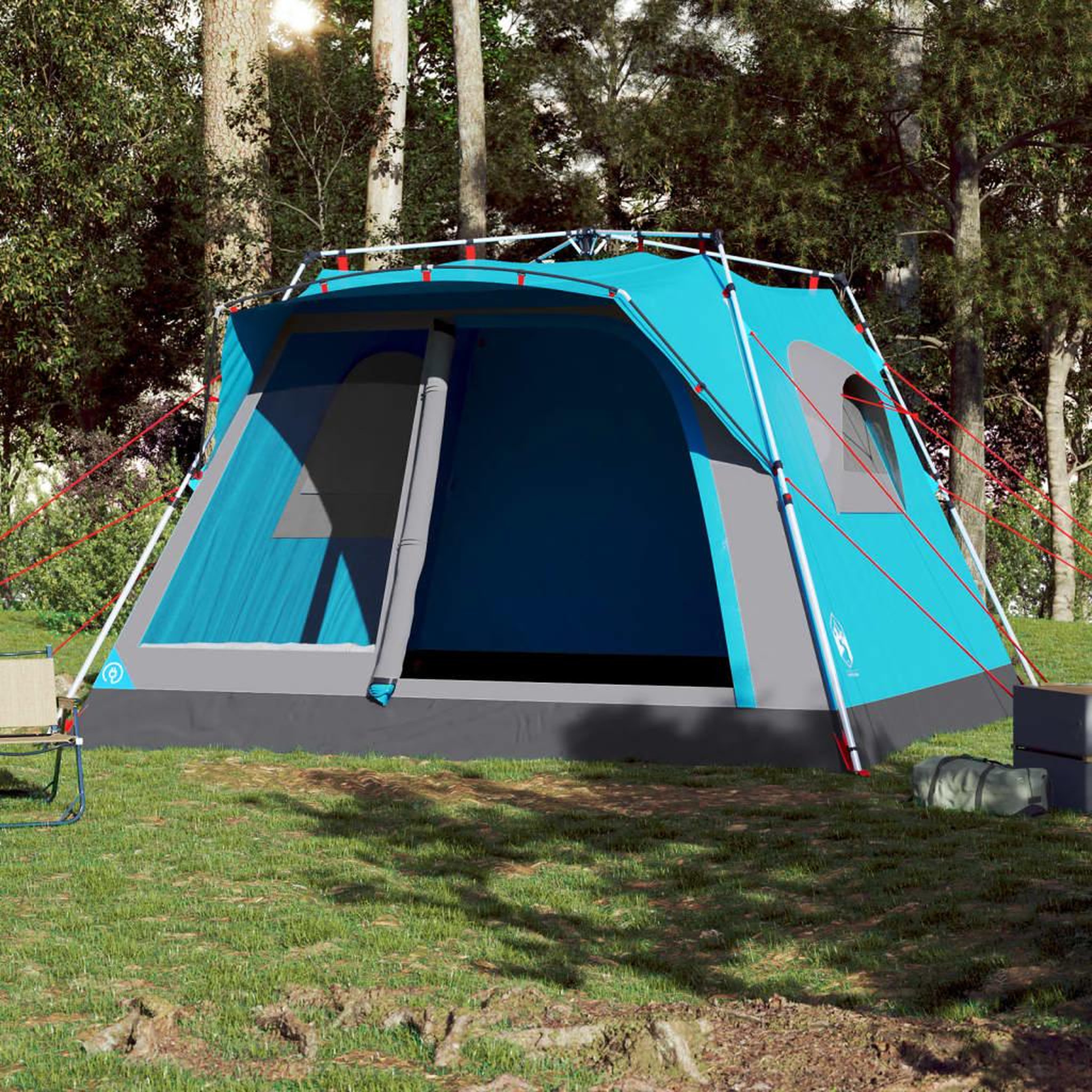 Voir la diapositive 3 : VIDAXL Tente familiale cabine 7 personnes bleu degagement rapide