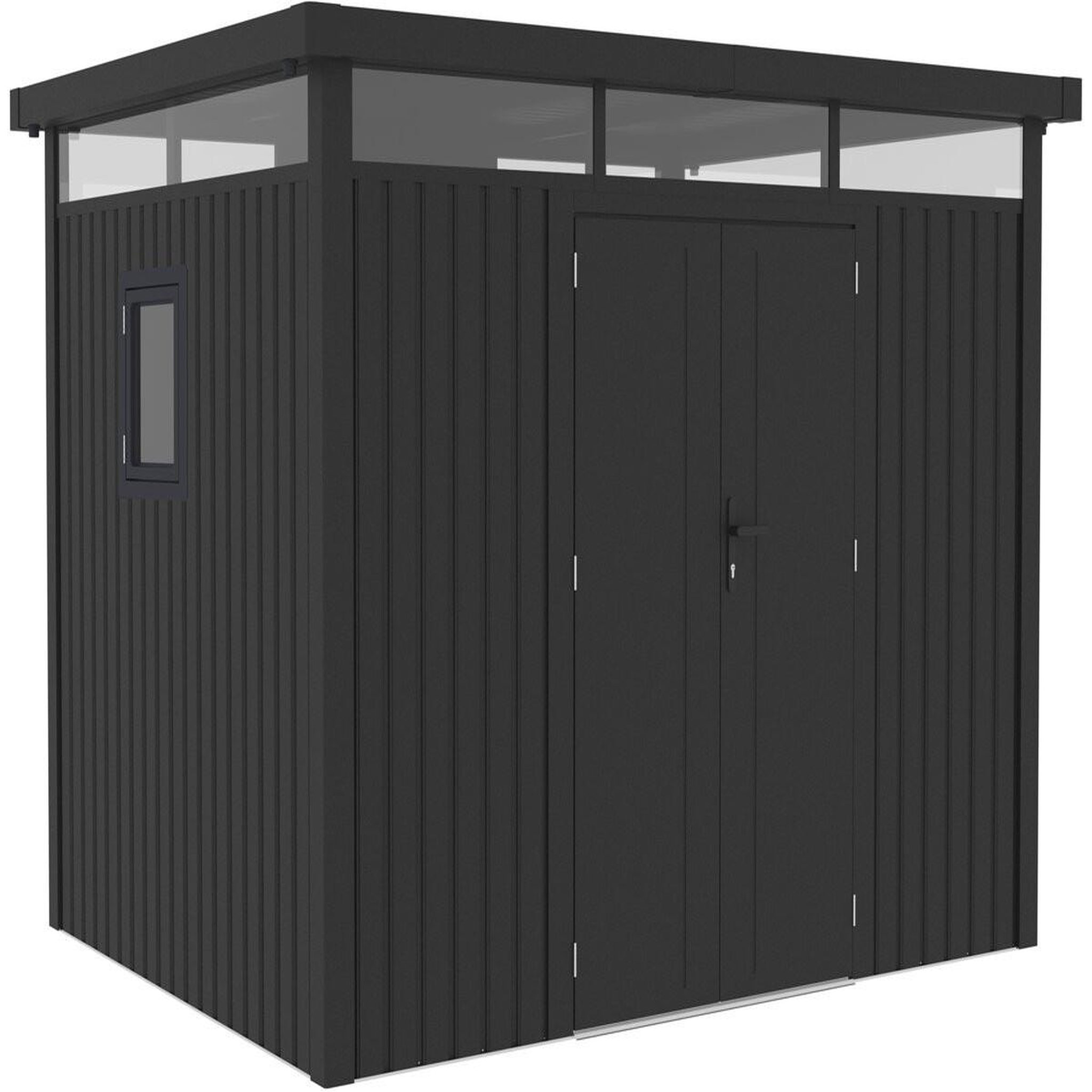 Habitat et Jardin Abri de jardin métal premium avec toit plat et porte battante  lexinton  - 6,76 m² - gris
