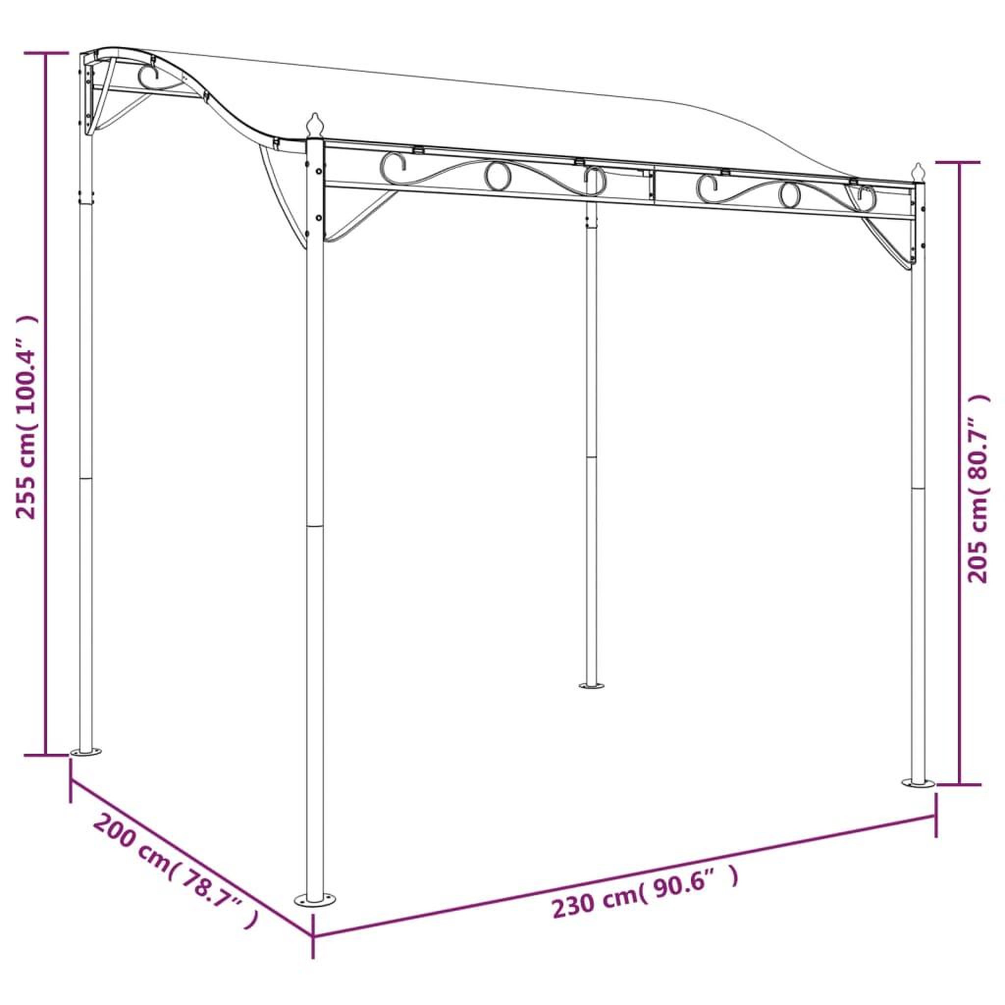 Voir la diapositive 6 : VIDAXL Auvent anthracite 2x2,3 m 180 g/m^2 tissu et acier