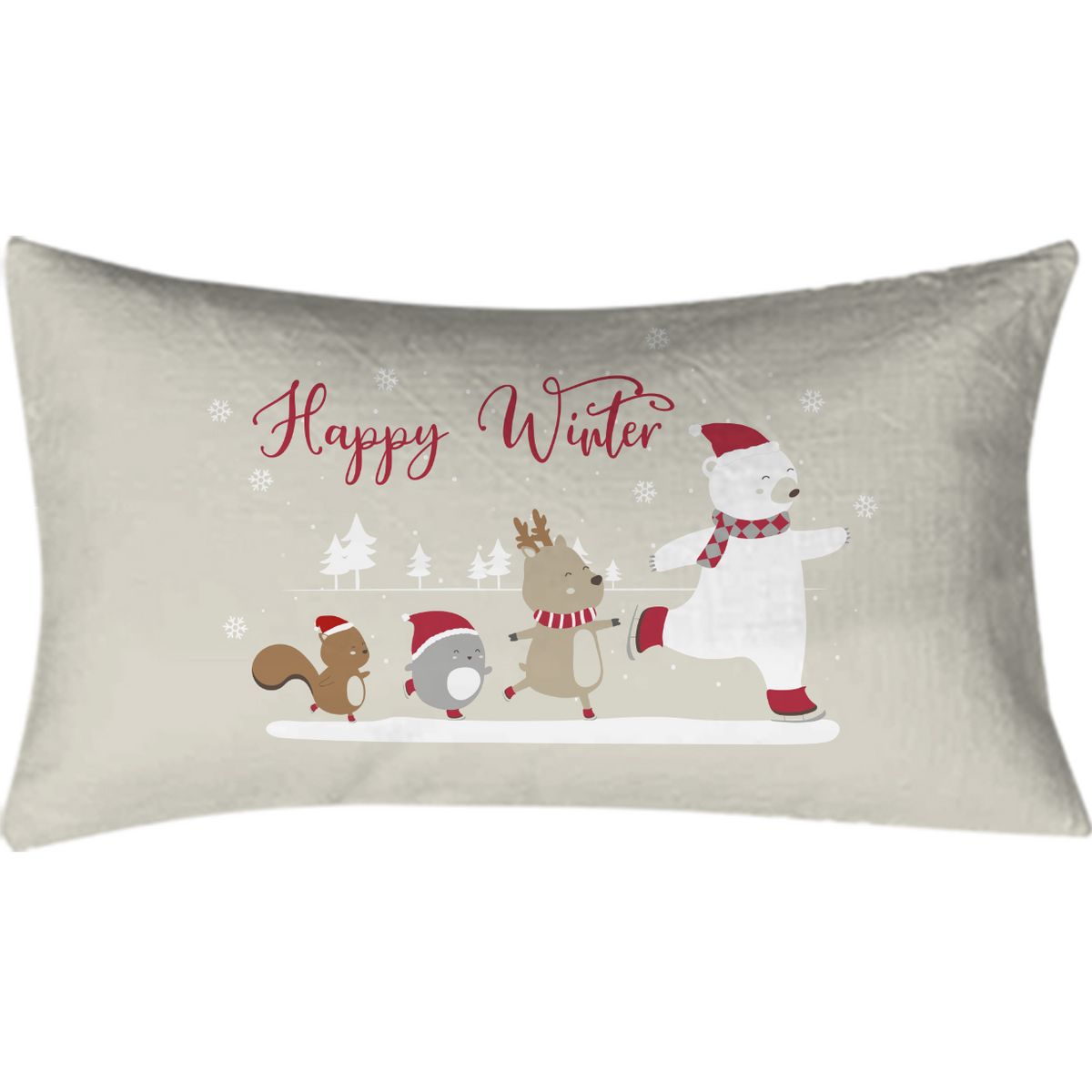 Coussin fantaisie coton HAPPY WINTER