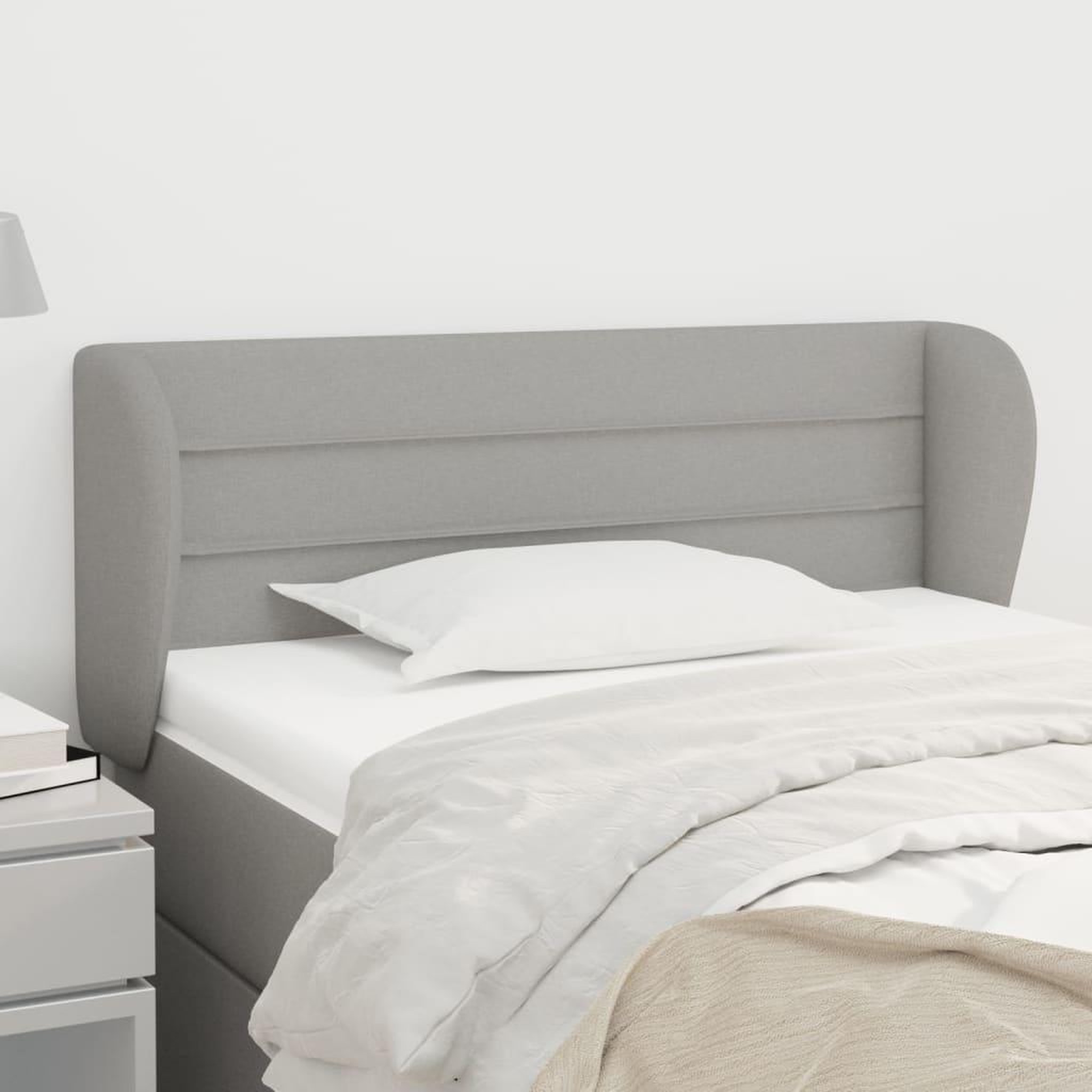 Voir la diapositive 1 : VIDAXL Tete de lit avec oreilles Gris clair 93x23x78/88 cm Tissu