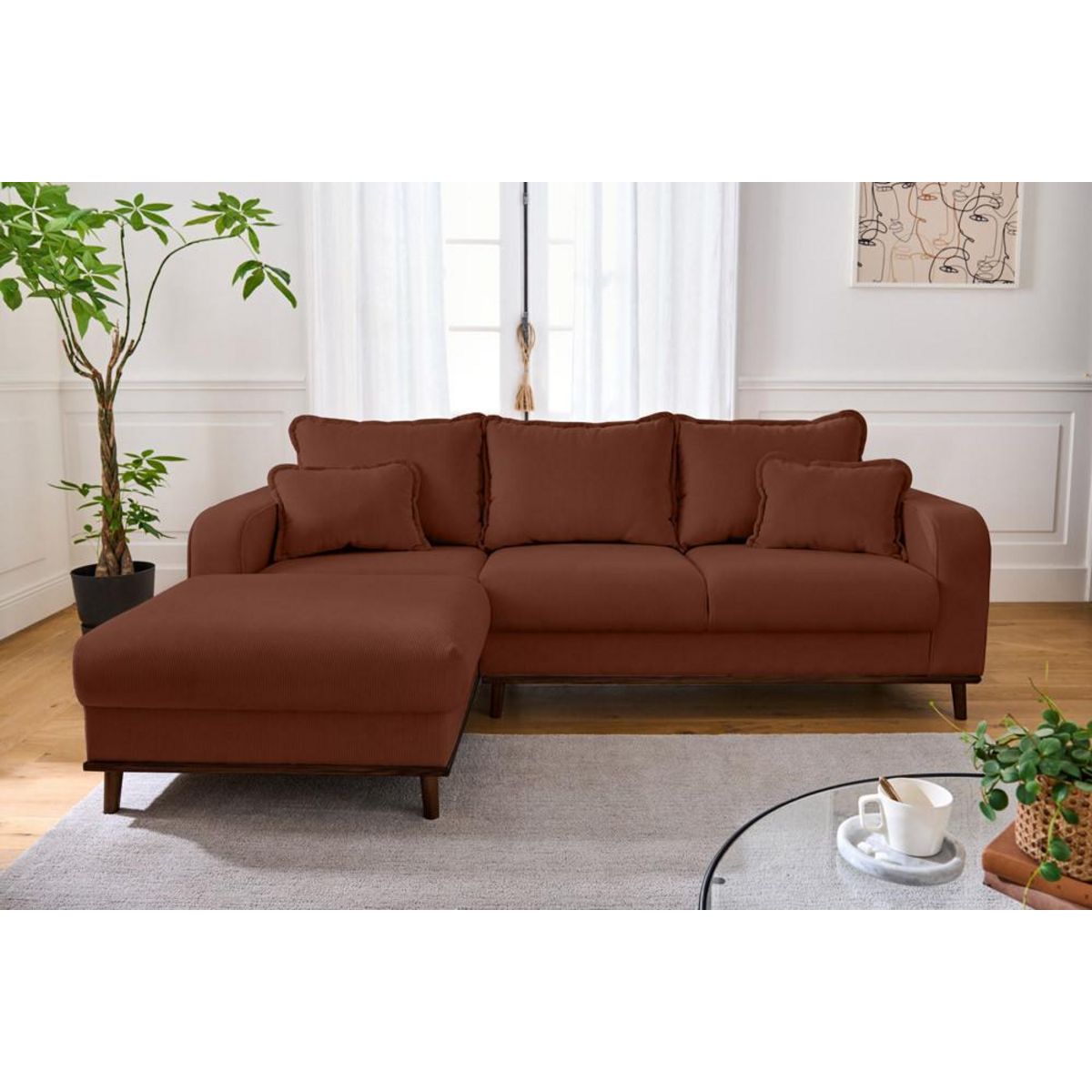 LISA DESIGN Albane - canapé d'angle gauche - 4 places - en velours côtelé