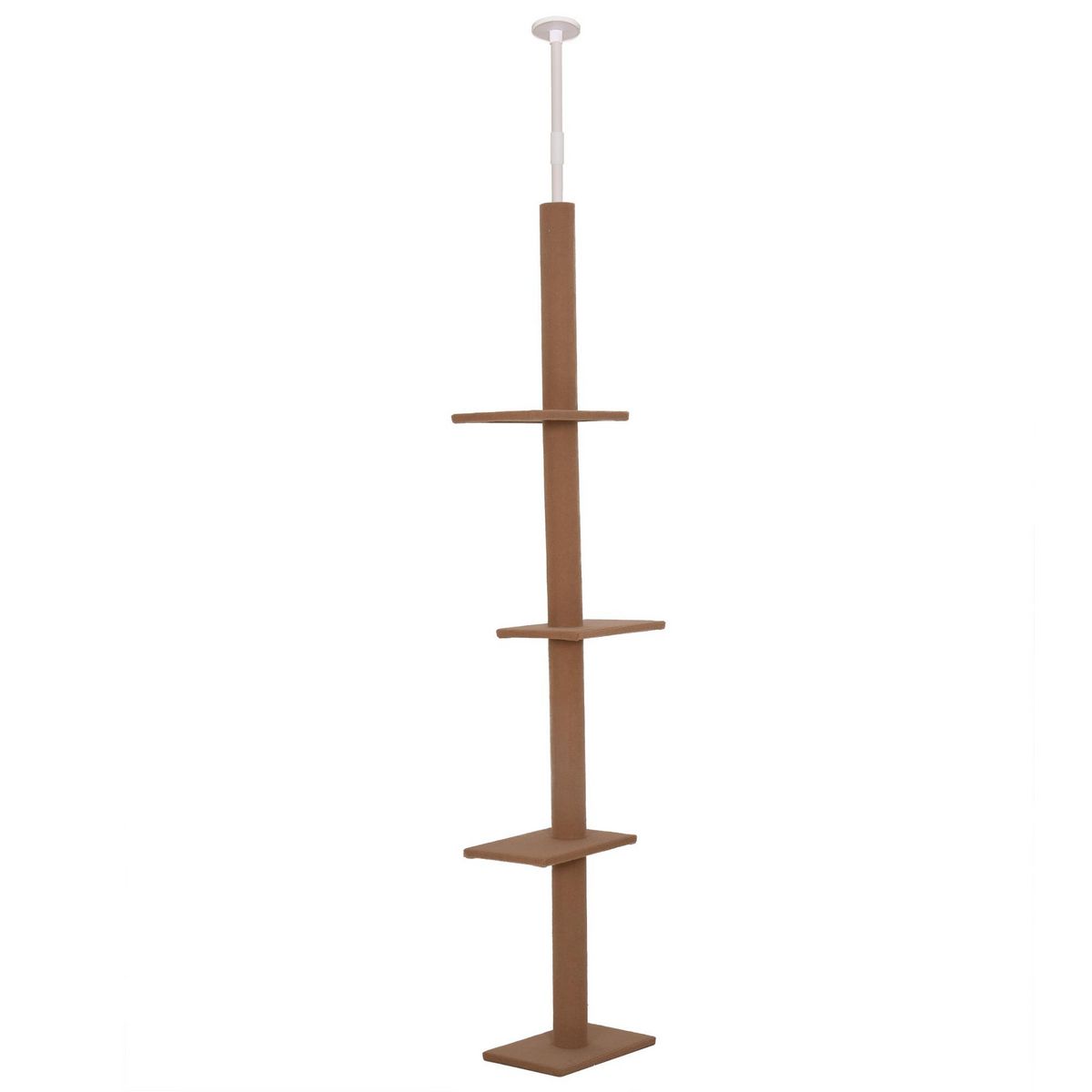 PAWHUT Arbre à chat poteau à griffer hauteur réglable dim. 43L x 27I x 228-260H cm 4 niveaux d'activités marron