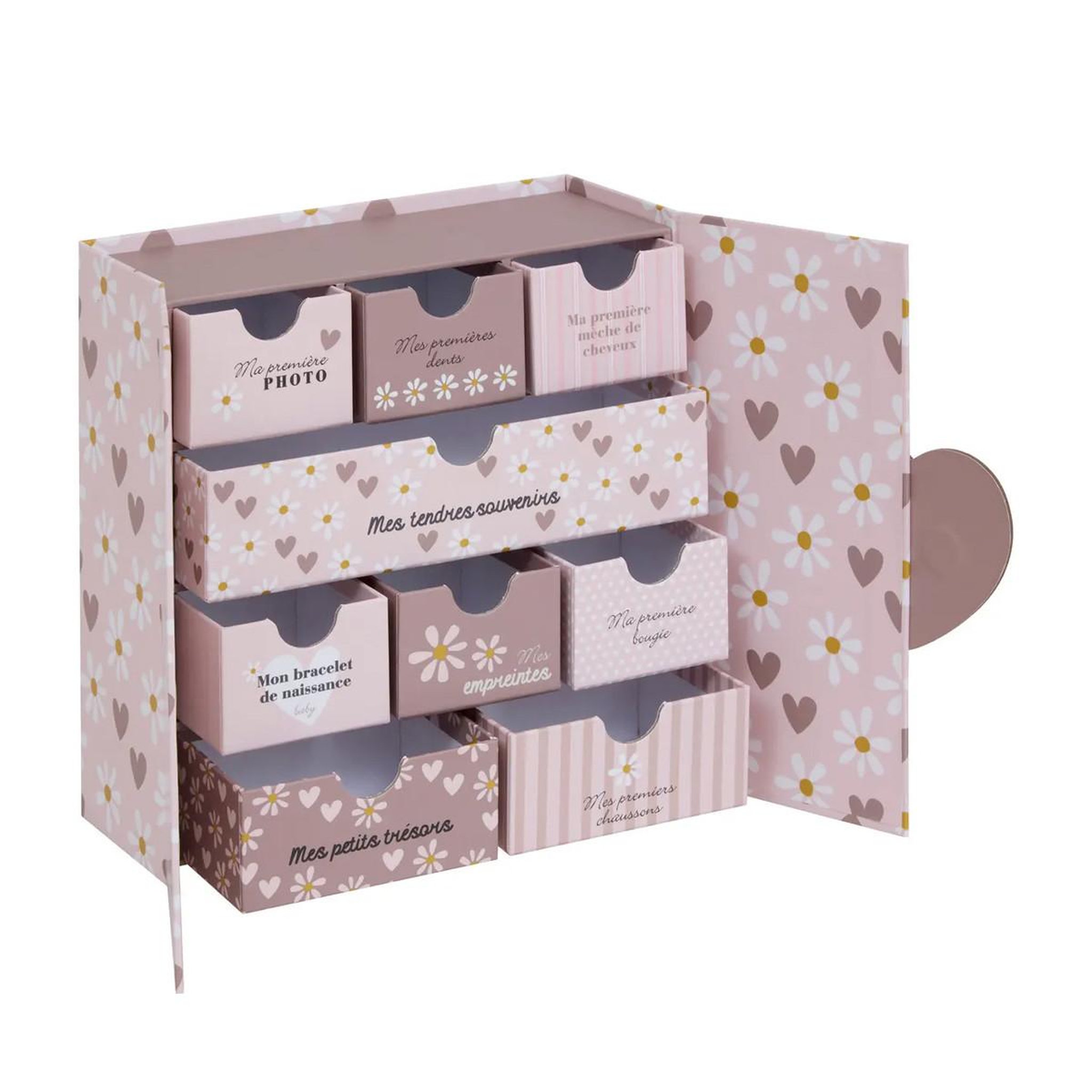 Atmosphera Kids Coffret de naissance à souvenirs  cœurs  22cm rose