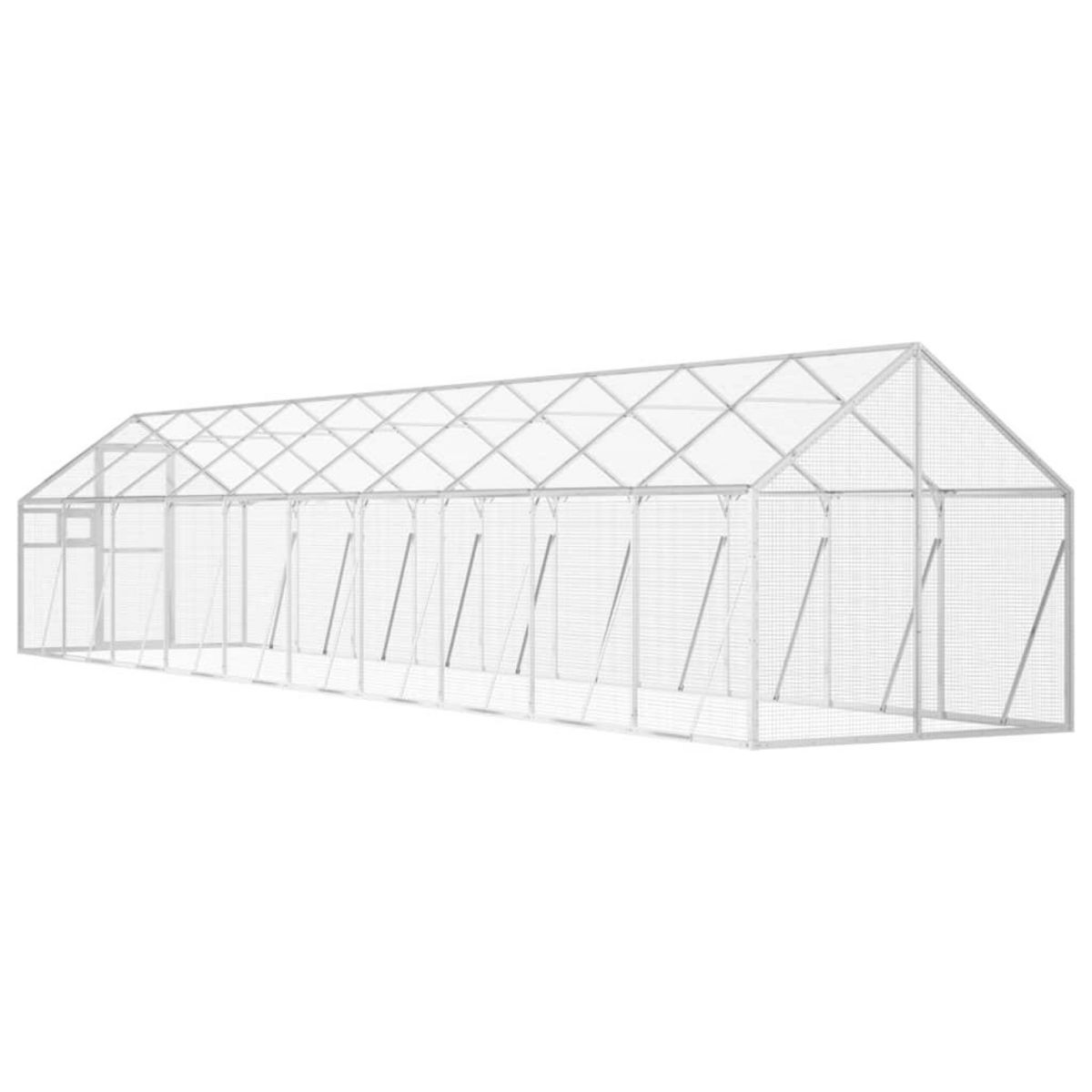 VIDAXL Voliere argente 1,79x10x1,85 m aluminium