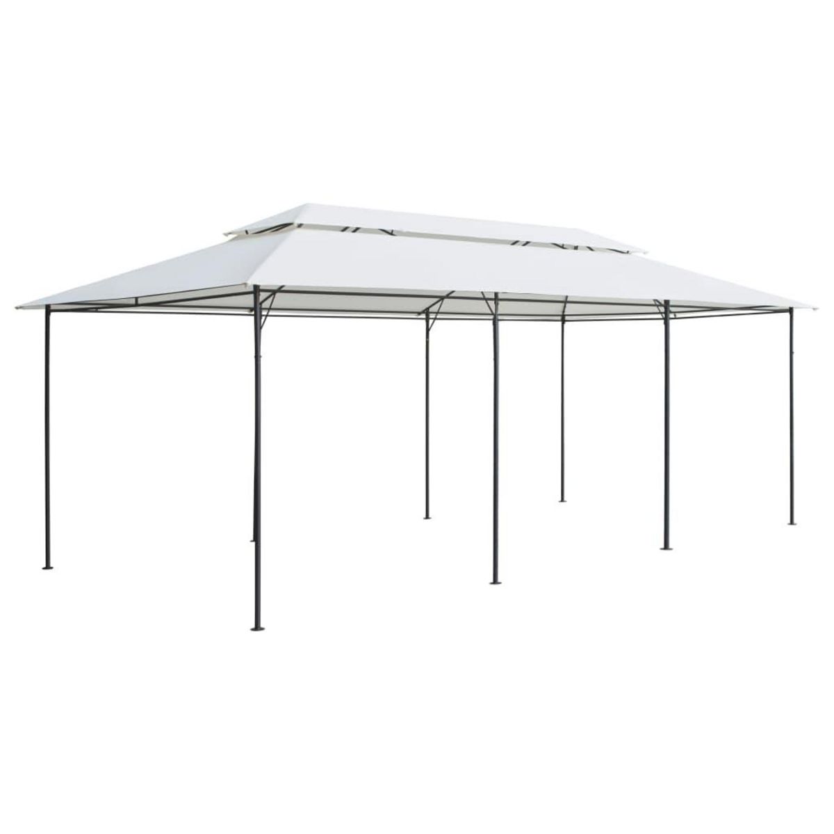 VIDAXL Belvedere avec rideaux 600x298x270 cm Blanc 180 g/m^2