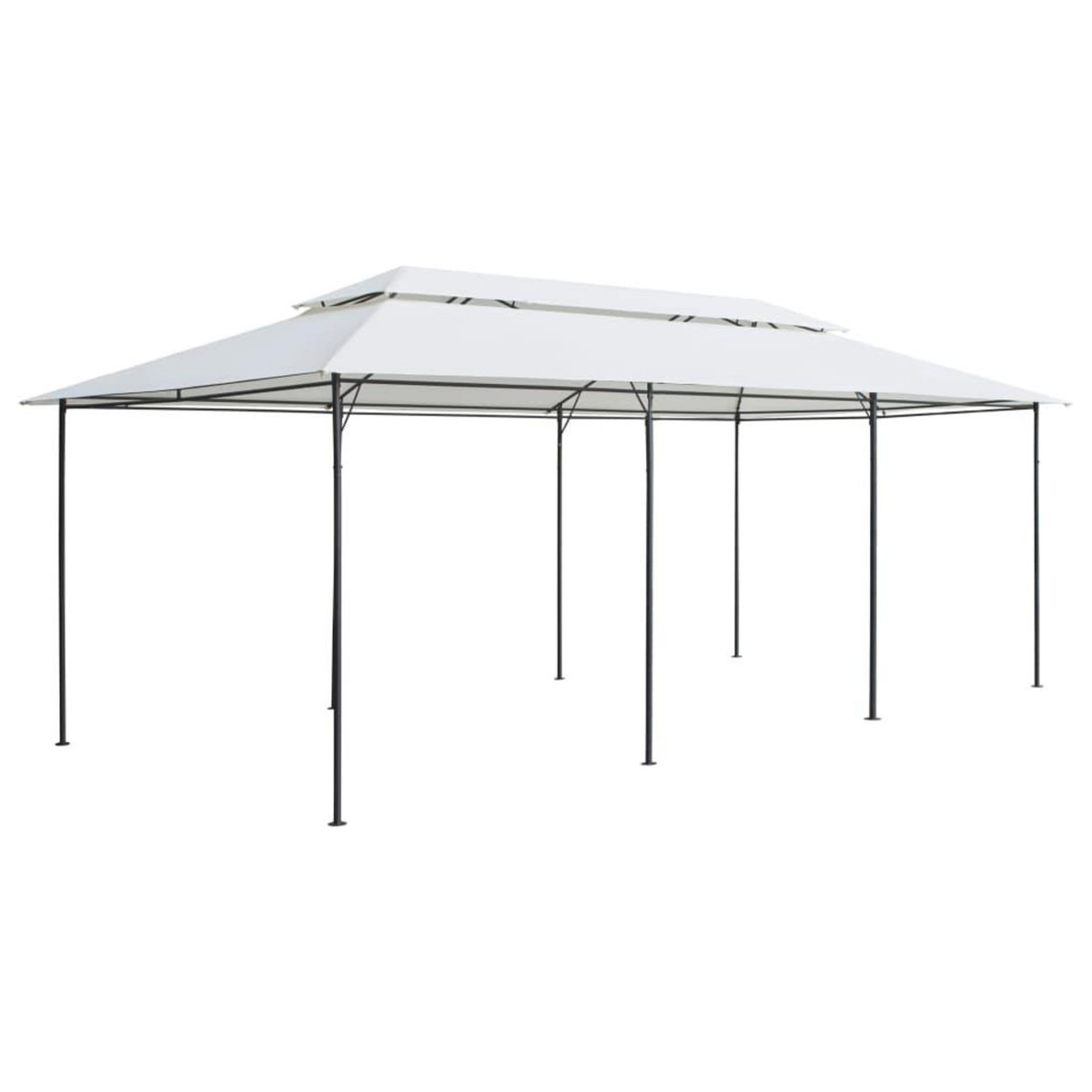 VIDAXL Belvedere avec rideaux 600x298x270 cm Blanc 180 g/m^2