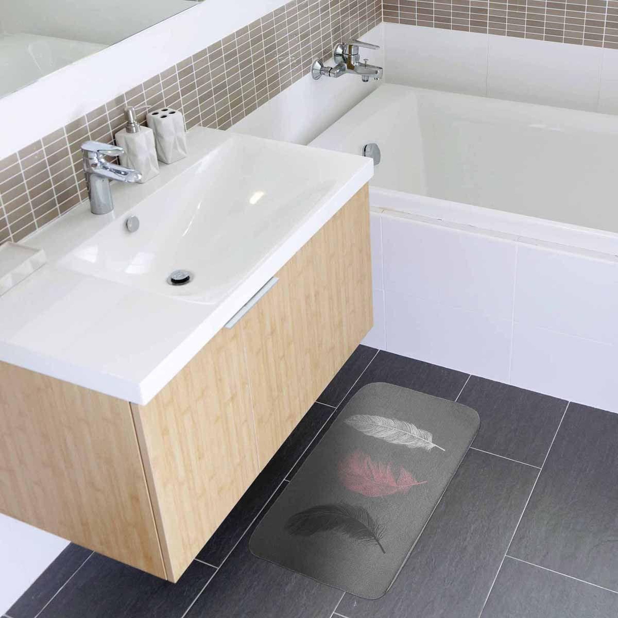 Voir la diapositive 3 : Douceur d'Intérieur Tapis de bain imprimé  penelope  45x75cm gris