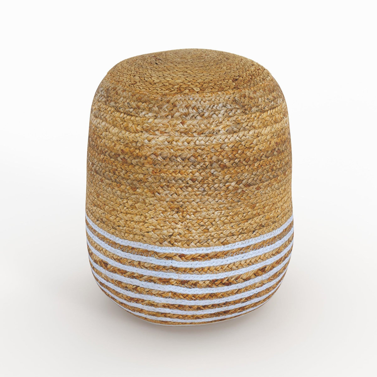 MAISON PAVANE Pouf rond en jute, fines rayures blanches D40 cm-Billy