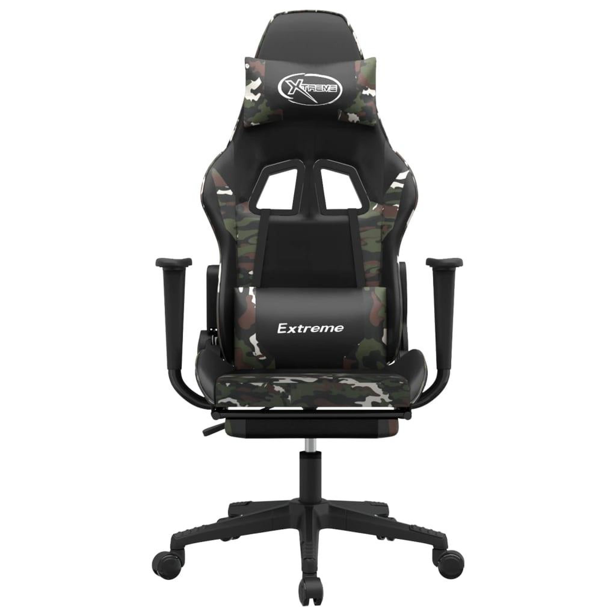 Voir la diapositive 3 : VIDAXL Chaise de jeu avec repose-pied Noir et camouflage Similicuir