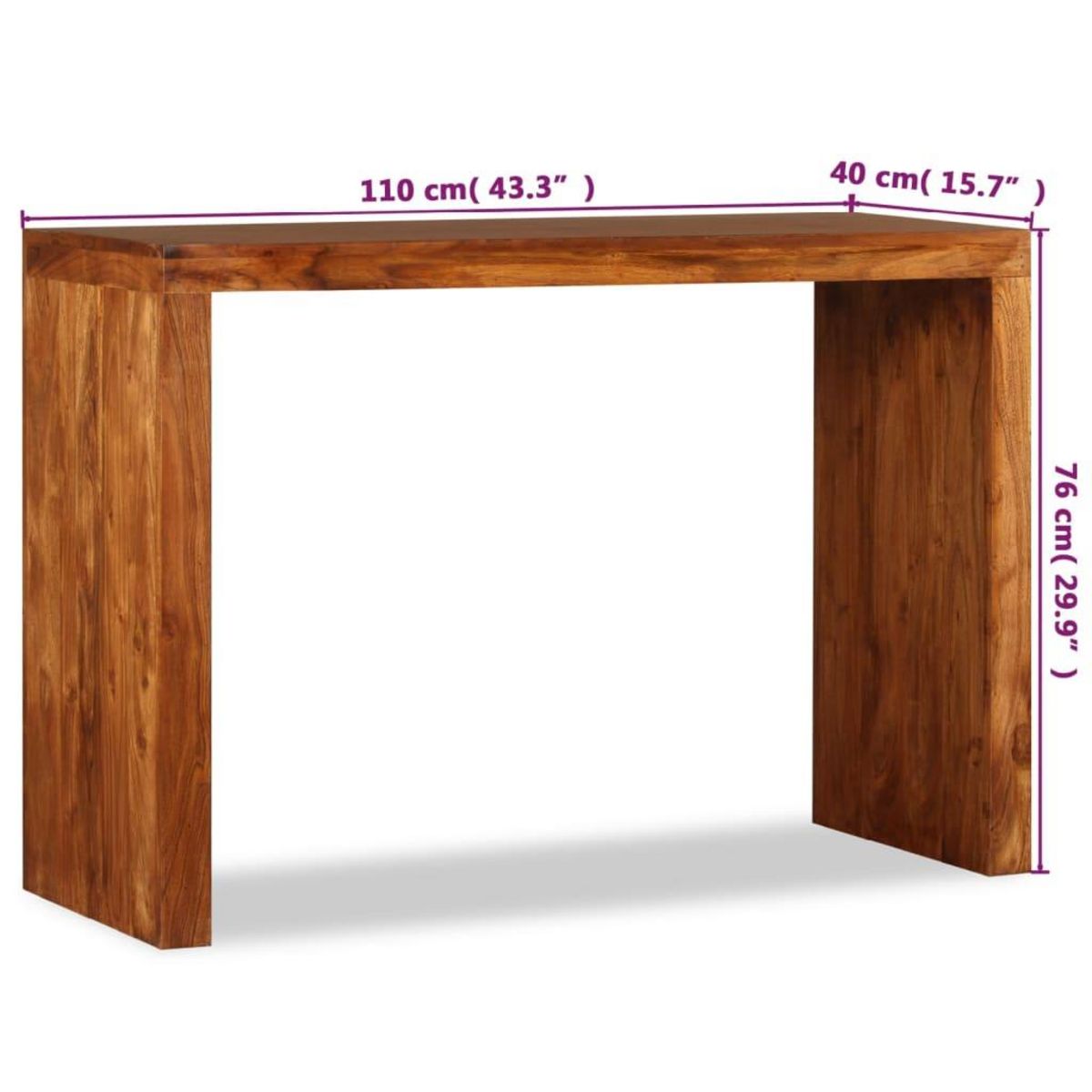 VIDAXL Table console Bois massif avec finition miel 110x40x76 cm