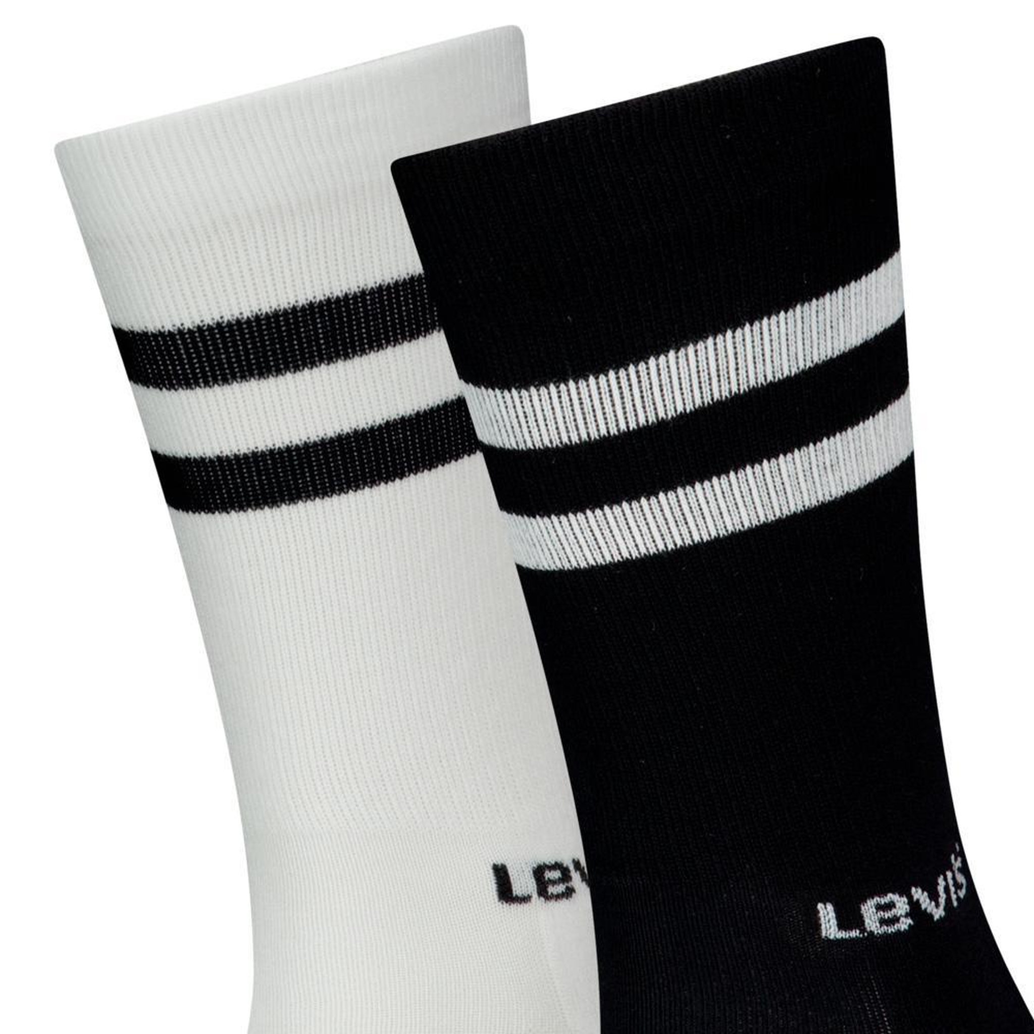 Voir la diapositive 2 : Levi's x2 Paires de Chaussettes Blanches/Noires Homme Regatta Stripe