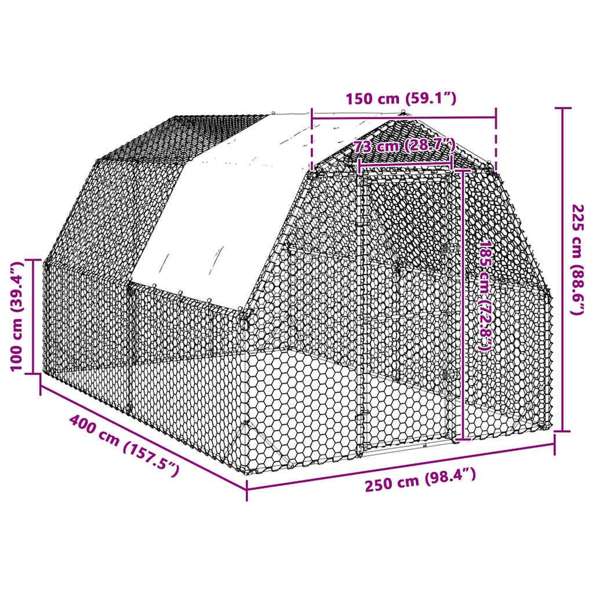Voir la diapositive 6 : VIDAXL Poulailler avec toit 2,5x4x2,25 m acier galvanise