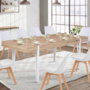 Voir la diapositive 2 : ID MARKET Table à manger extensible rectangle AUSTRIA 6-10 personnes bois pied épingle blanc 160-200 cm