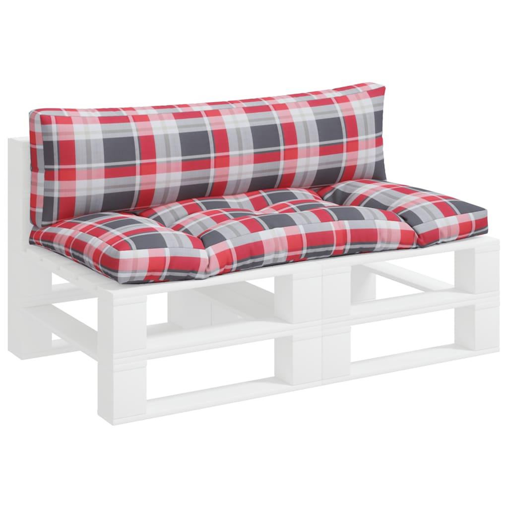 Voir la diapositive 3 : VIDAXL Coussins de palette 2 pcs carreaux rouges tissu