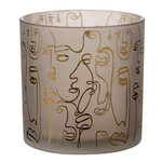 Paris Prix Photophore en Verre  Happy Faces  15cm Beige