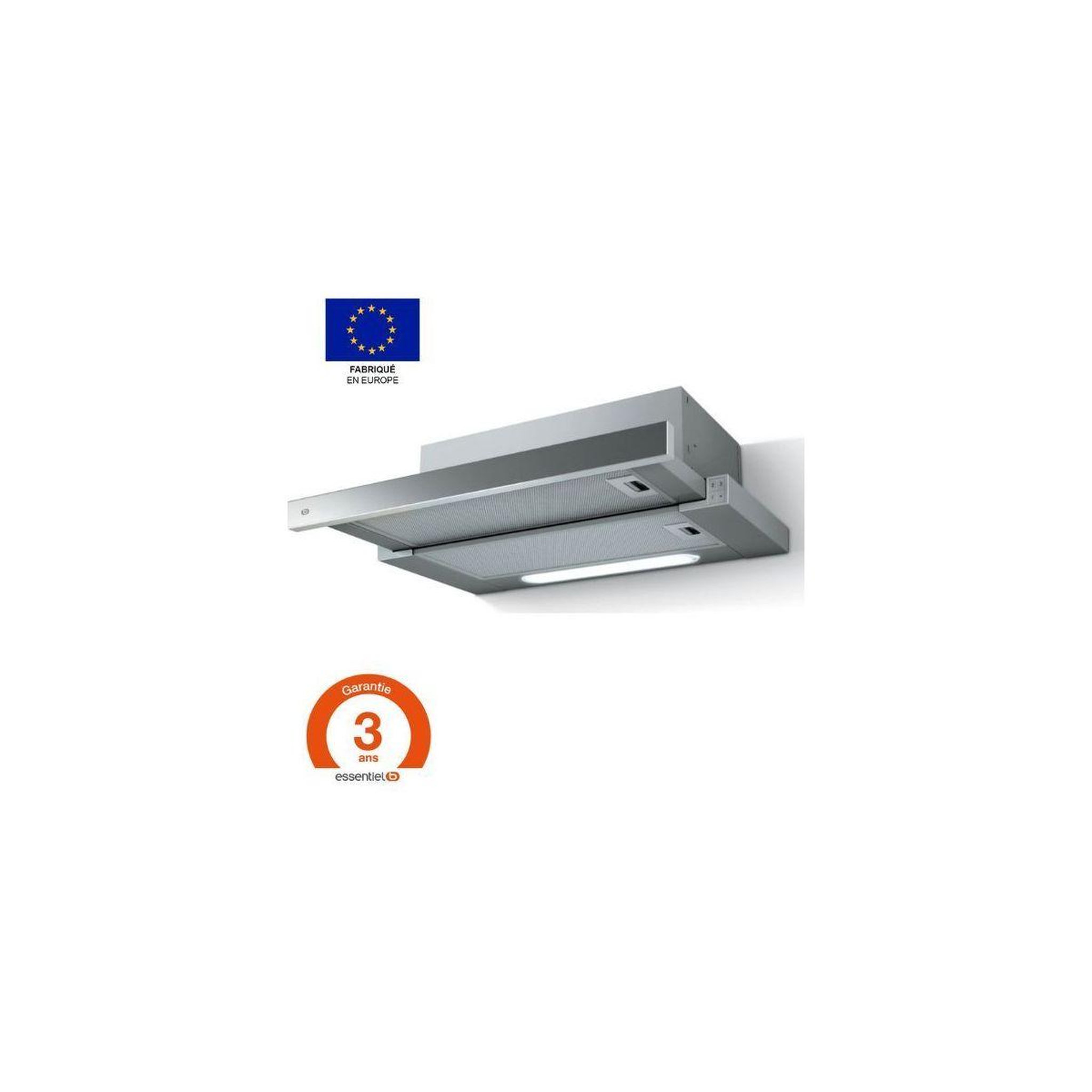 Voir la diapositive 1 : ESSENTIEL B Hotte escamotable EHT601s Escamotable