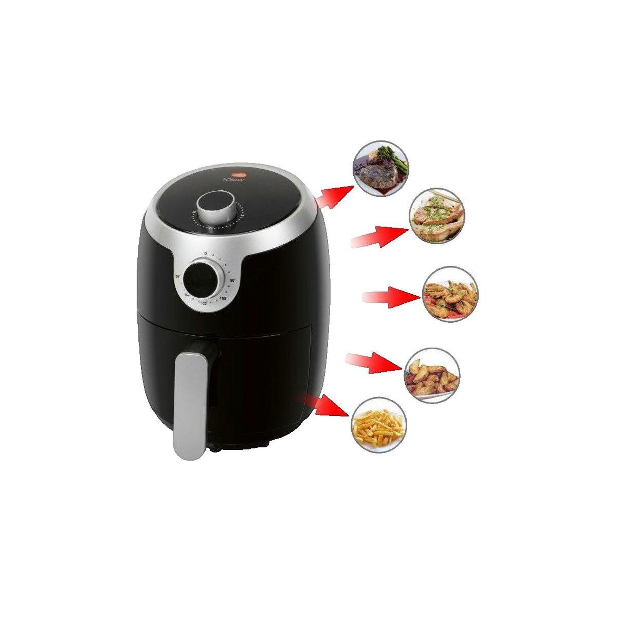 Voir la diapositive 3 : Bomann Friteuse Bomann FR6050HCB sans huile capacité 1,8 litre